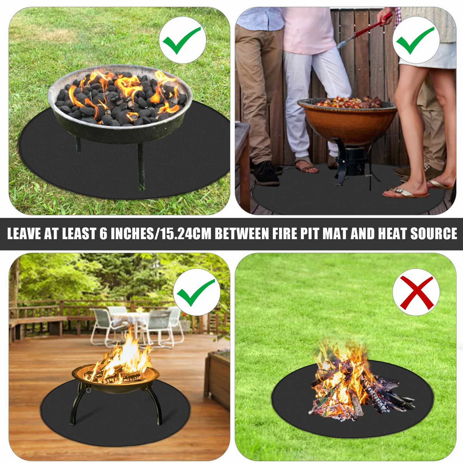 91,44cm Okragla Ognioodporna Mata na Palenisko do Grillowania Pod Grillem Olejoodporna Oslona Podlogi Kominka Podkladka Ochronna na Grill Zewnetrzny