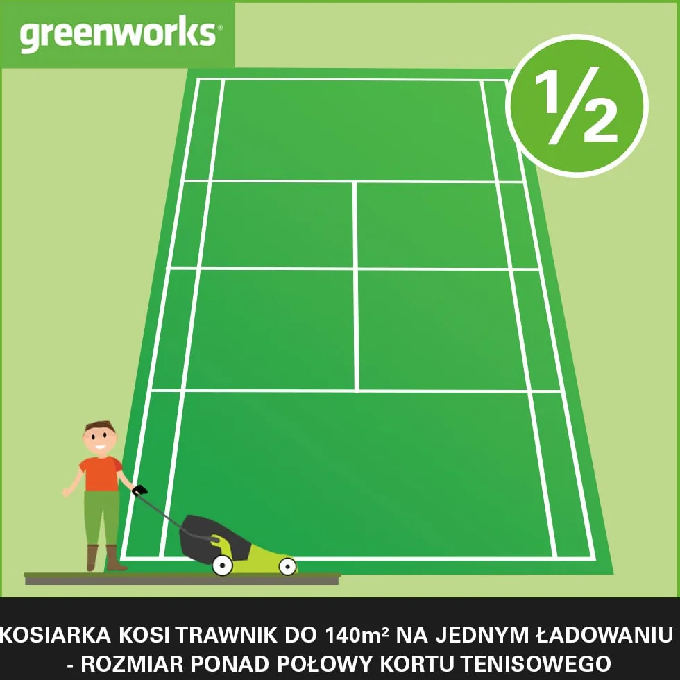 Greenworks GD24LM33K2 Kosiarka Akumulatorowa Bezszczotkowa 33cm 24V 2Ah