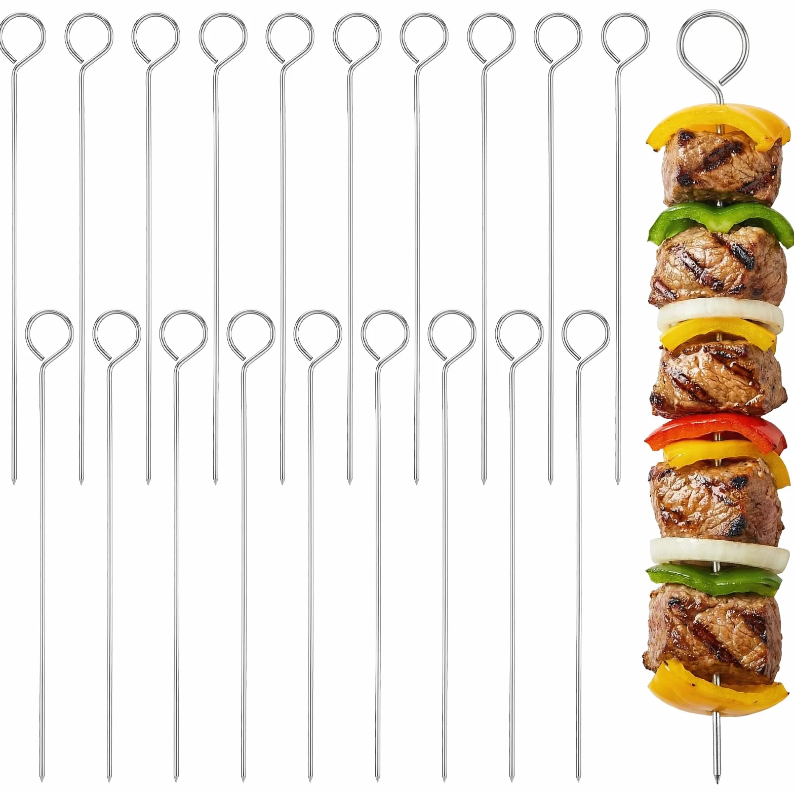 Szaszłyki kebabowe ze stali nierdzewnej 20 cm 20 szt wielokrotnego użytku do grillowania