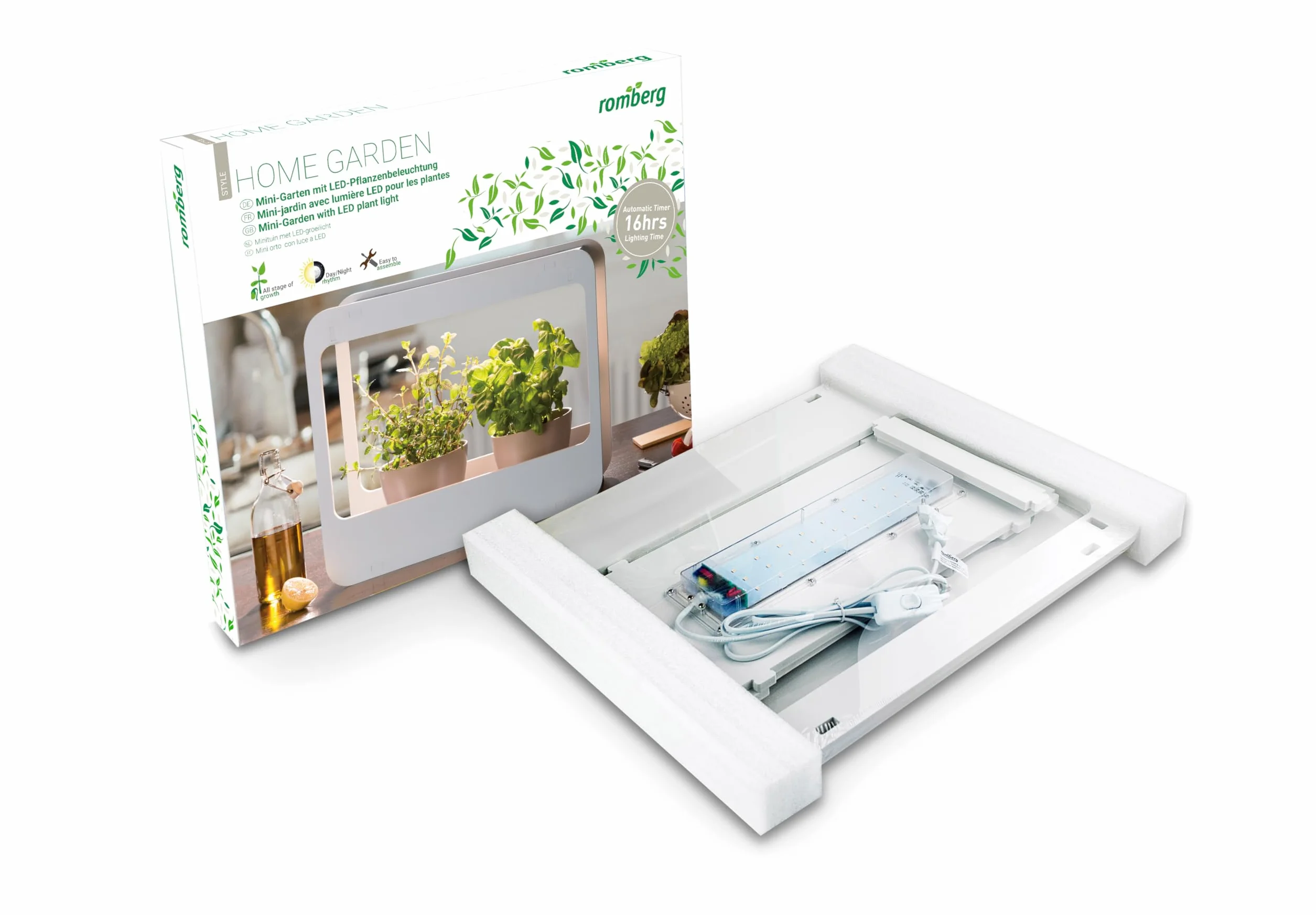 Romberg Homegarden mini szklarnia pokojowa z oświetleniem LED biała 50,5 x 21 x 40 cm