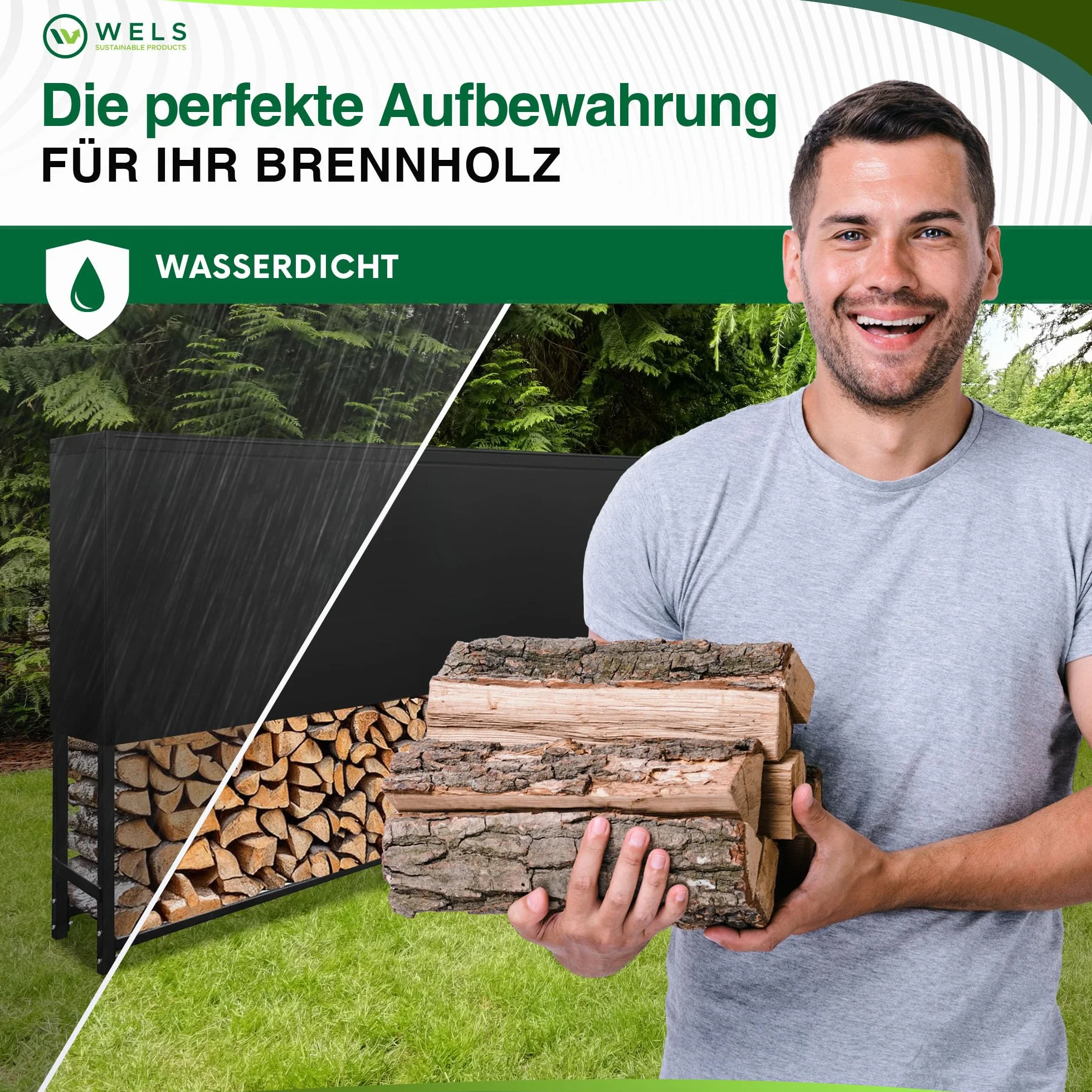 Wels Regał na Drewno Opałowe Metalowy Stojak 1400 kg z Pokrowcem 400 x 25 x 115 cm
