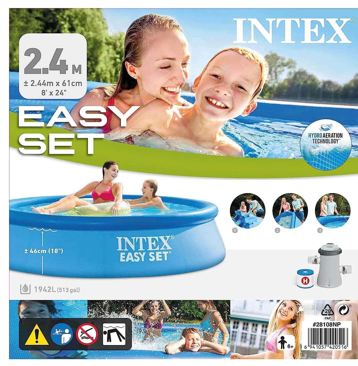 Intex Easy Set Basen Ogrodowy 244 x 244 x 61 cm Niebieski