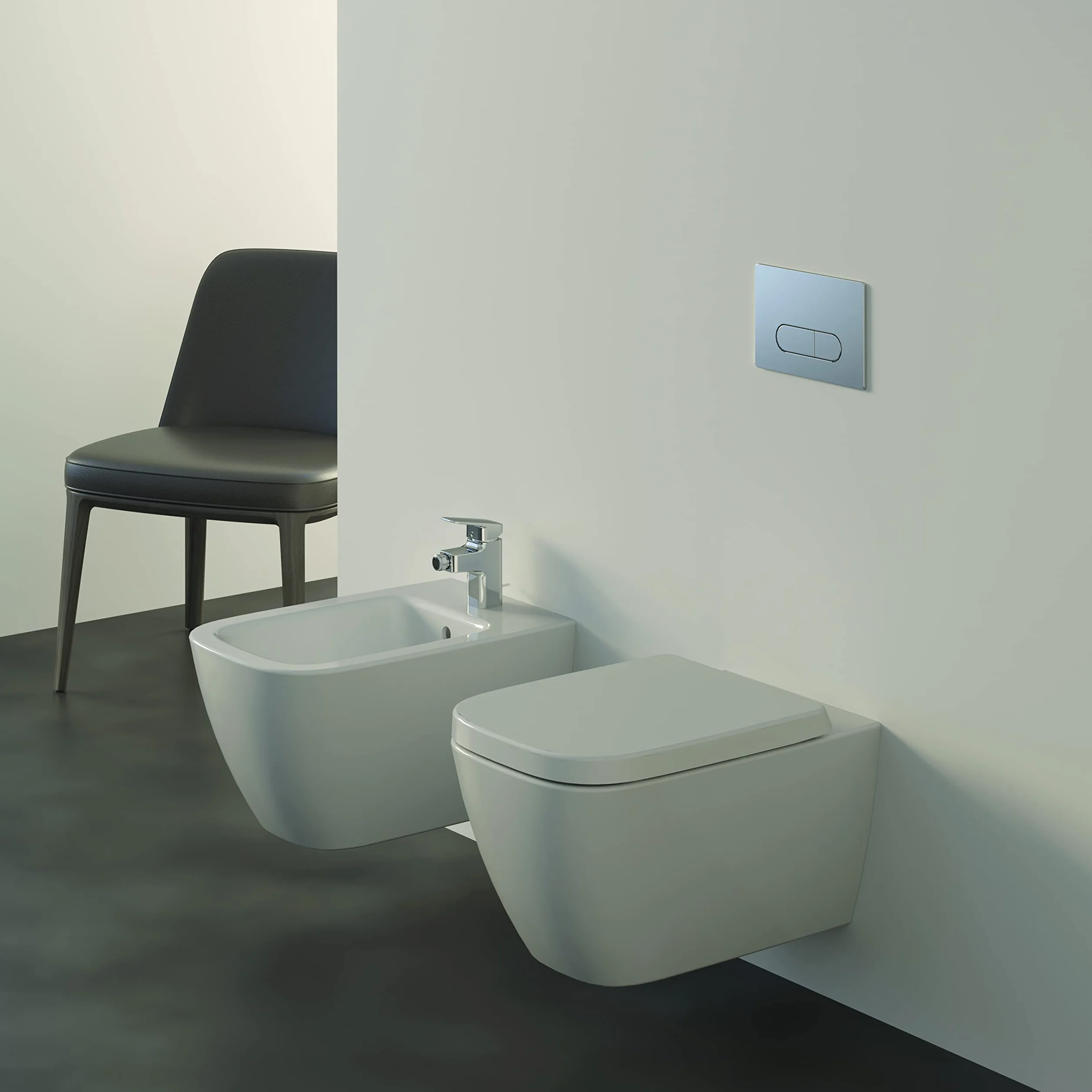 Ideal Standard i.life B wisząca muszla klozetowa z CL1 pełne spłukiwanie 3,9-6 l/min, poziome wyjście, bez obramowania, zajmuje mało miejsca – biała (360 x 545 x 380)