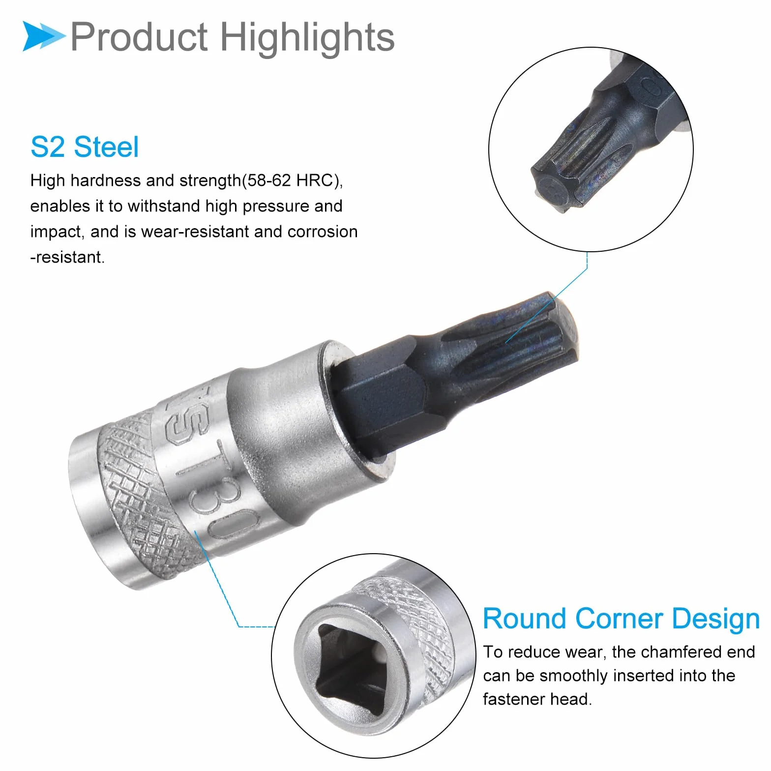 Gniazdo bitowe Torx, 1/10.2 cm Napęd x T30 S2 Steel CR-V Torx Star Socket Impact Bit Adapter Gniazda Śrubokręt - (Zastosowania: do śrub mocujących), 1 sztuka