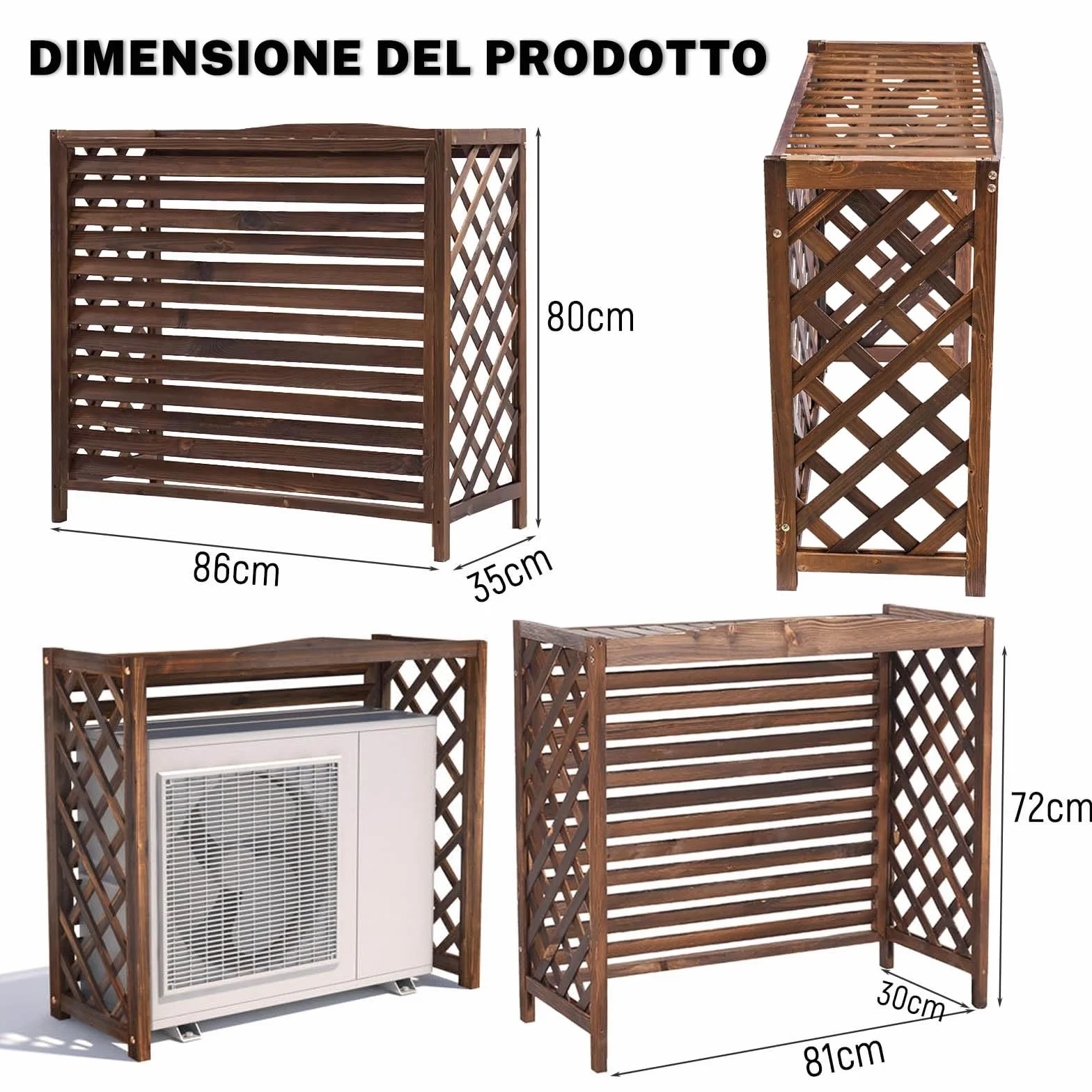 Drewniana Osłona Klimatyzatora Split 86x35x80cm Odporna na Słońce i Wodę
