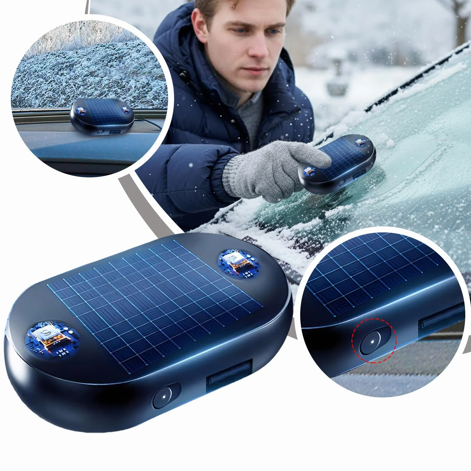 Antifreeze Device - Portable Fast Deicer Defroster Tool for Windshield Ice Removal, Electromagnetic Car Defroster with Quick Frost Melting, Automotive and RV Winterizing, Compact Home Vehicle Use