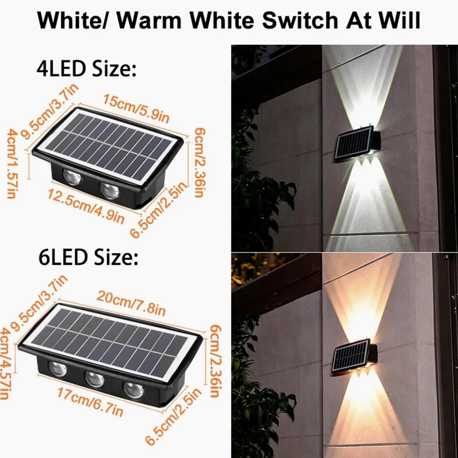 Zewnętrzna lampa solarna Led Lampa odblaskowa Wall Washer Potężna słoneczna lampa ścienna 1 sztuka, SAGESWA, 4led