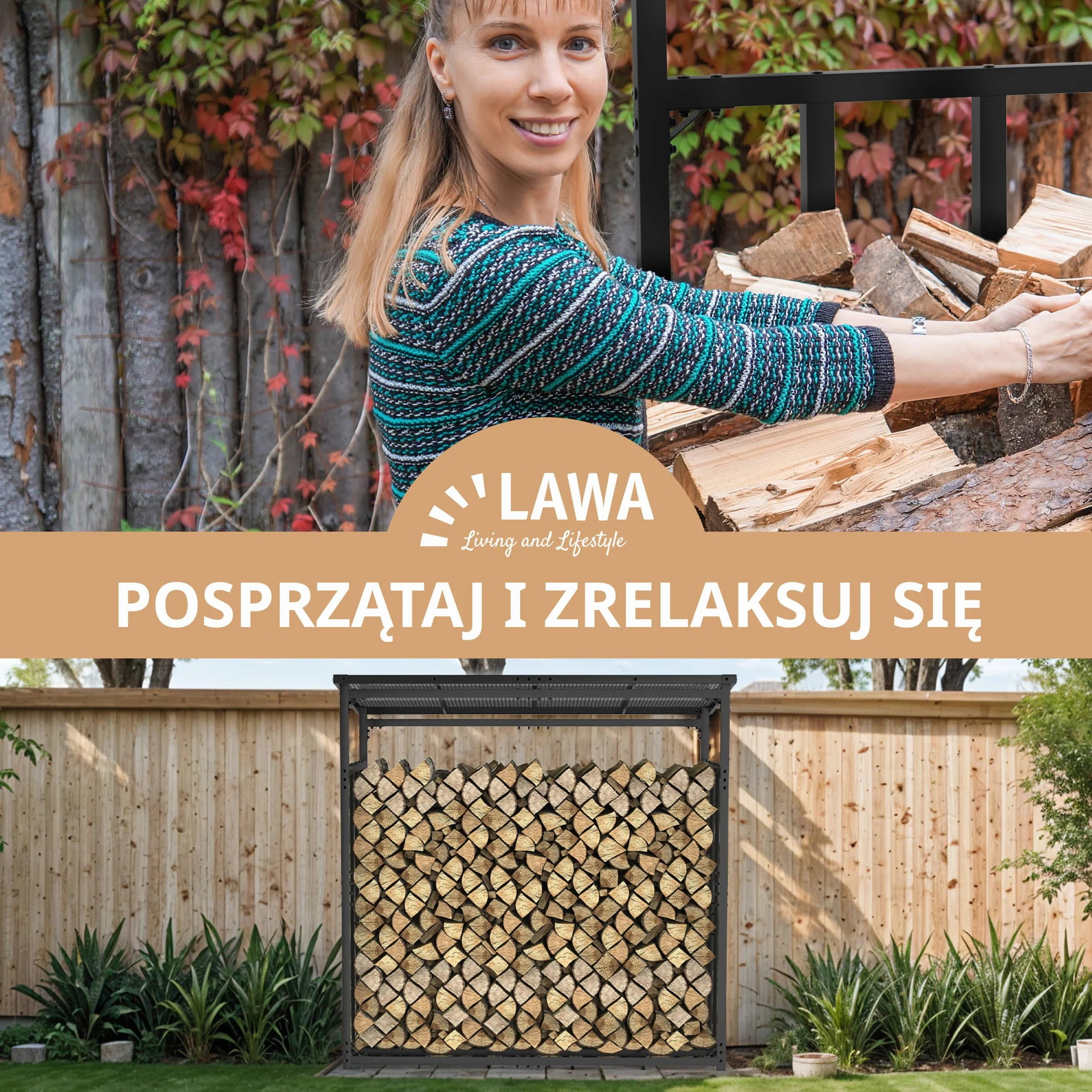 Stojak regał na drewno kominkowe 185x105x185 cm metalowy ocynkowany zadaszony antracytowy 3,5 t 5,25 m³