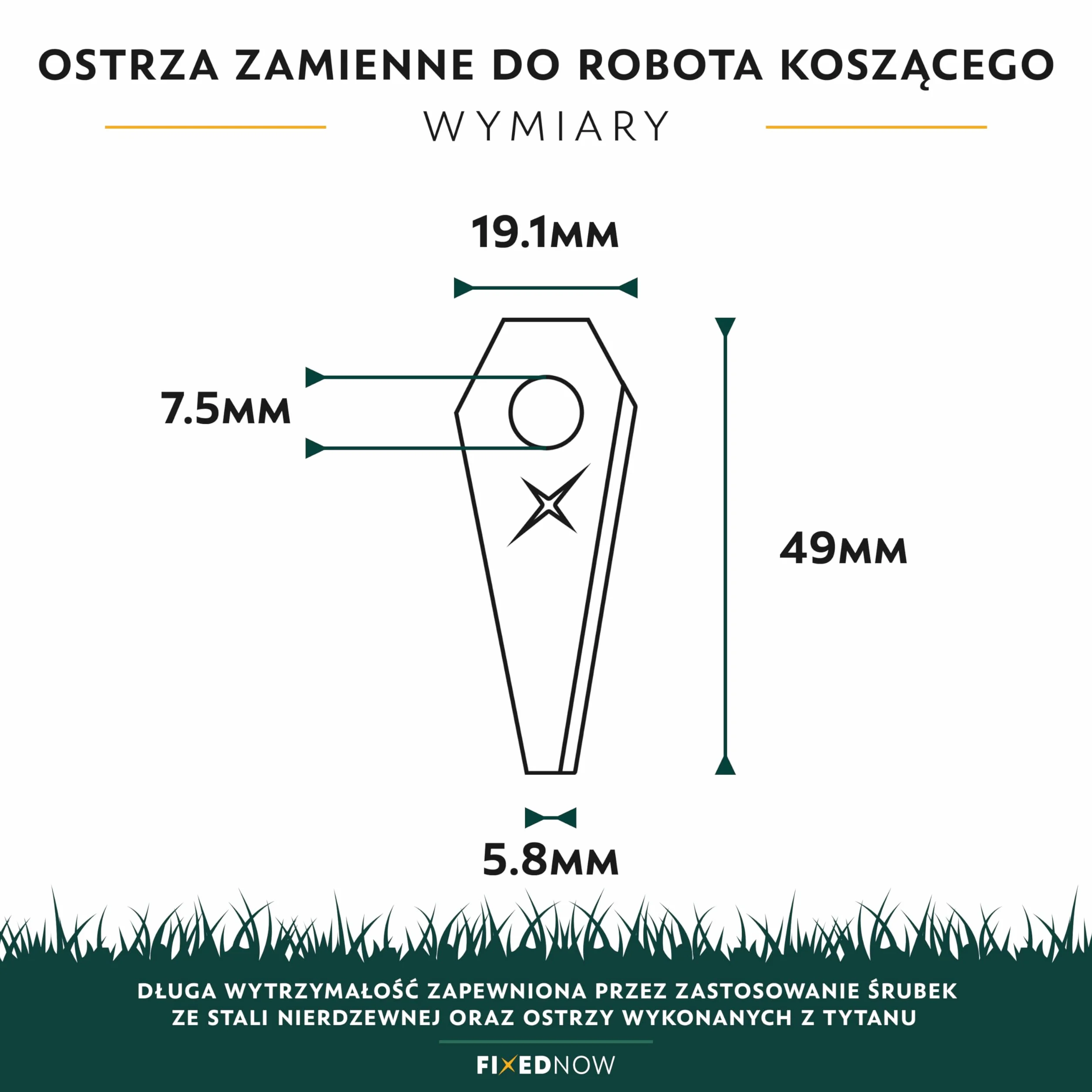 Tytanowe Ostrza Zapasowe [9szt] do Robota Koszącego kompatybilne z kosiarkami Bosch Indego, Honda HRM Miimo, Kompletny Zestaw 9 Ostrzy ze śrubami ze stali nierdzewnej