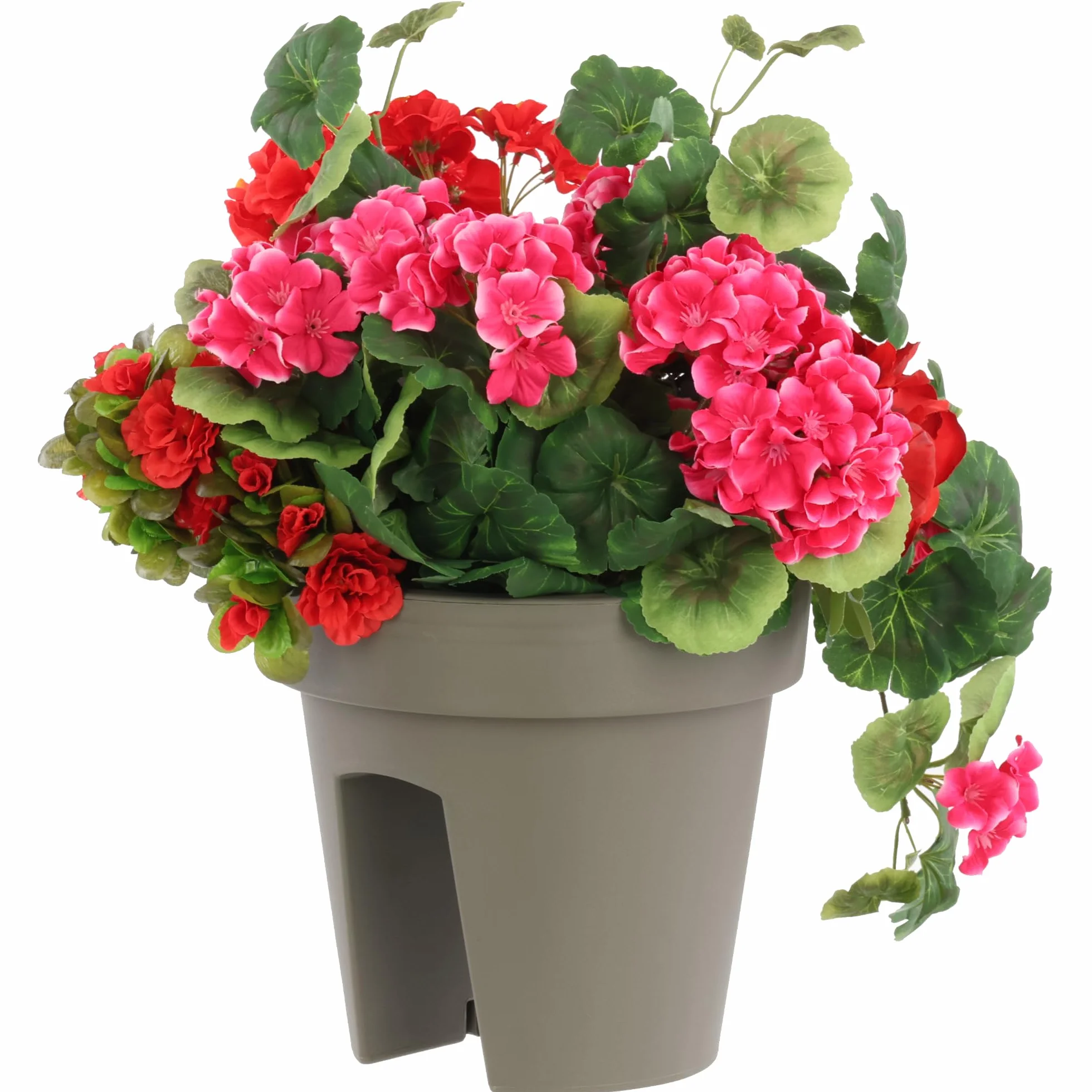 botle Skrzynka balkonowa na kwiaty, balustrada balkonowa, 24,5 cm, kolor szary kamień, owalna skrzynka na kwiaty, 5 l