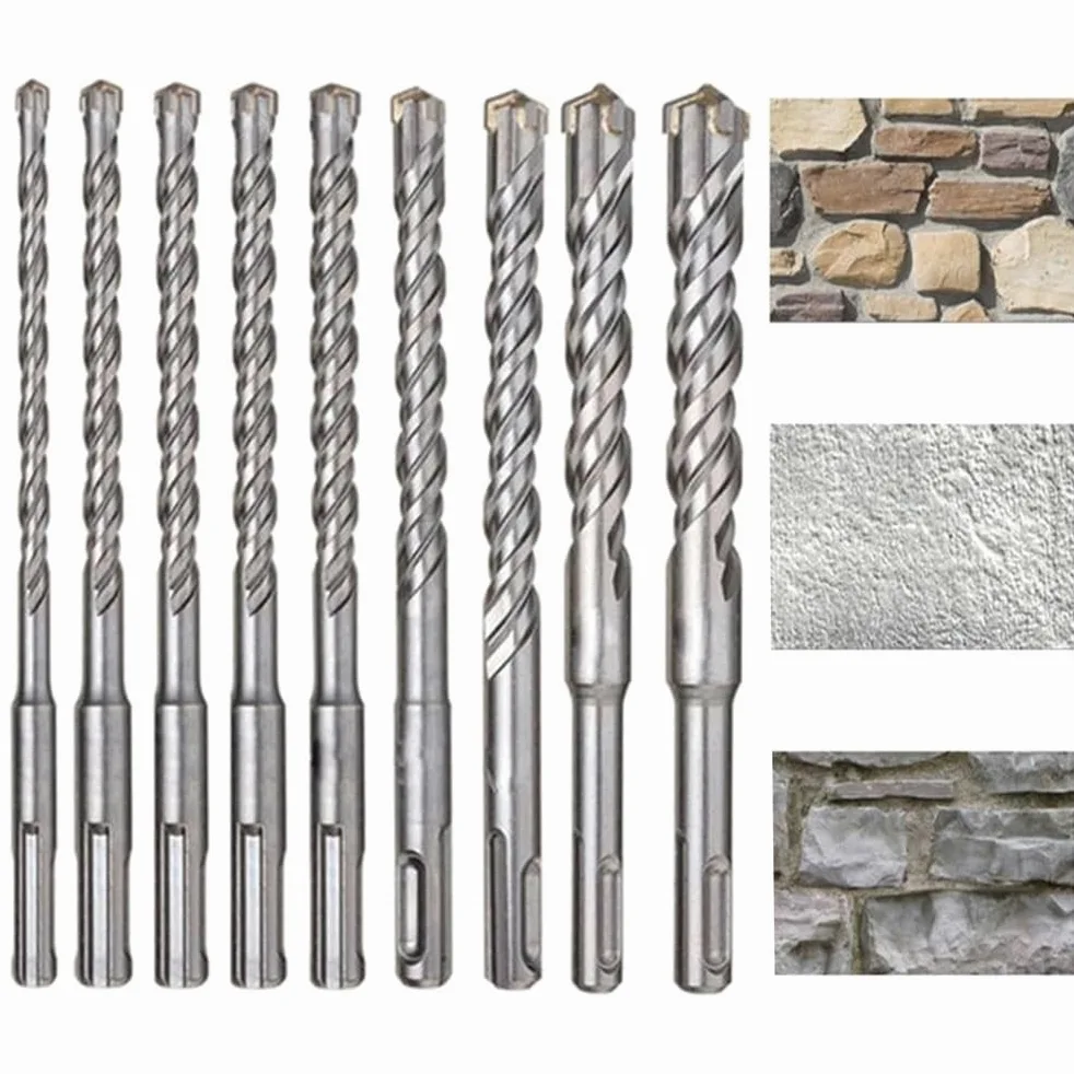 Wiertło do betonu 1/2, zestaw wierteł udarowych SDS Plus, bity o długości 160 mm z końcówką krzyżową muru elektrycznego(9pcs)