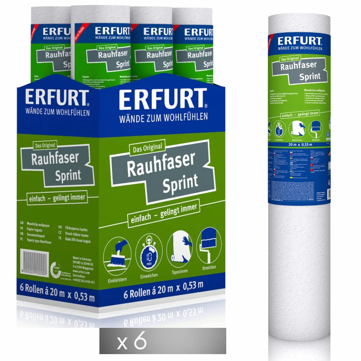 Sprint, 6 rolek tapety typu raufaza, biała, tapeta typu raufaza, tapeta strukturalna 20 m x 0,53 m