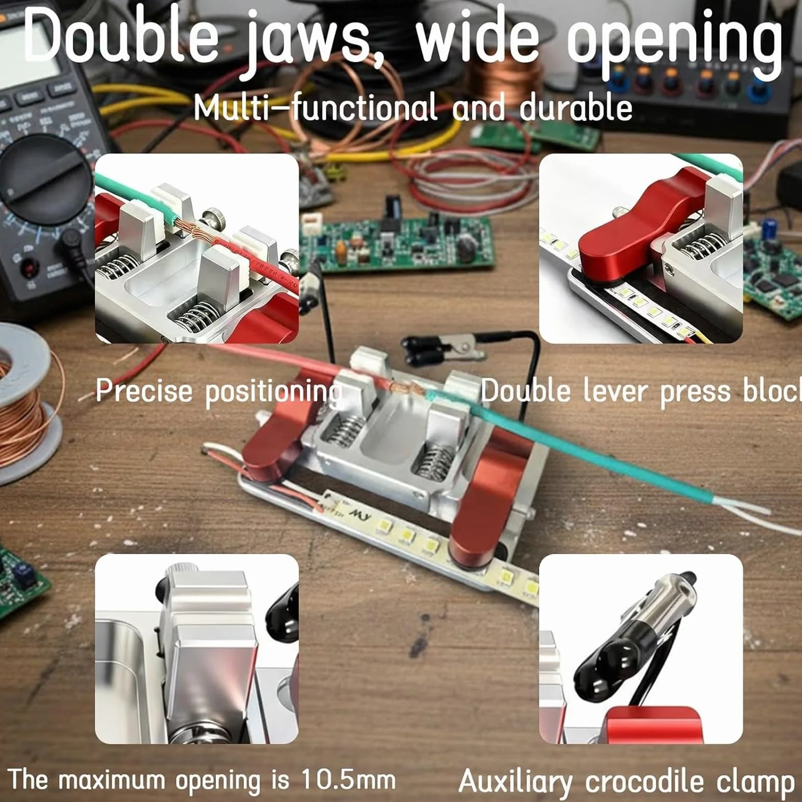 Stacja lutownicza z zaciskami ceramicznymi, zaciski do stołu spawalniczego, narzędzie do lutowania aluminiowego, do naprawy elektroniki PCB, drutu i taśm LED