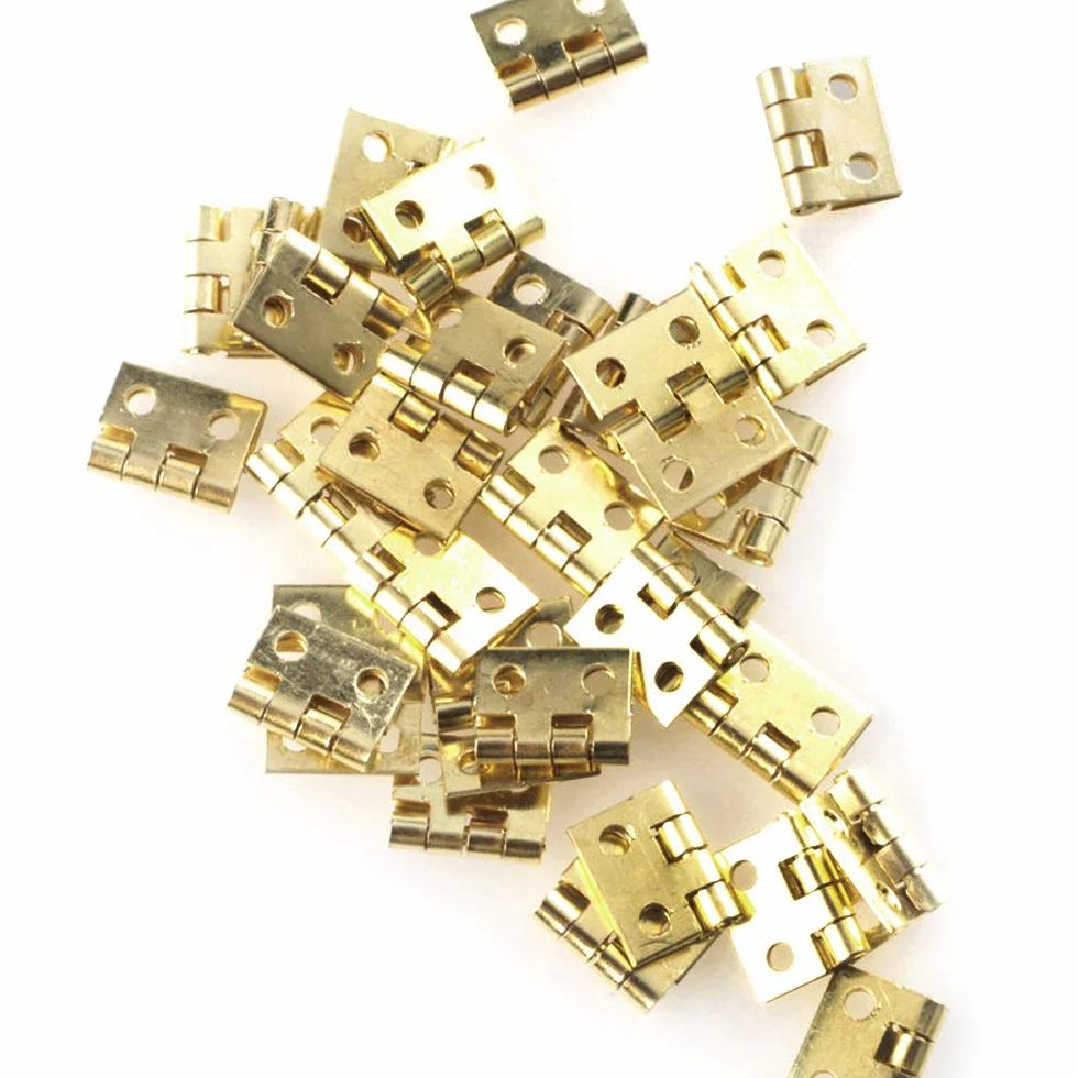 50 szt. mini zawiasy małe zawiasy do rzemiosła DIY miniaturowy zawias do drzwi vintage składane zawiasy doczołowe