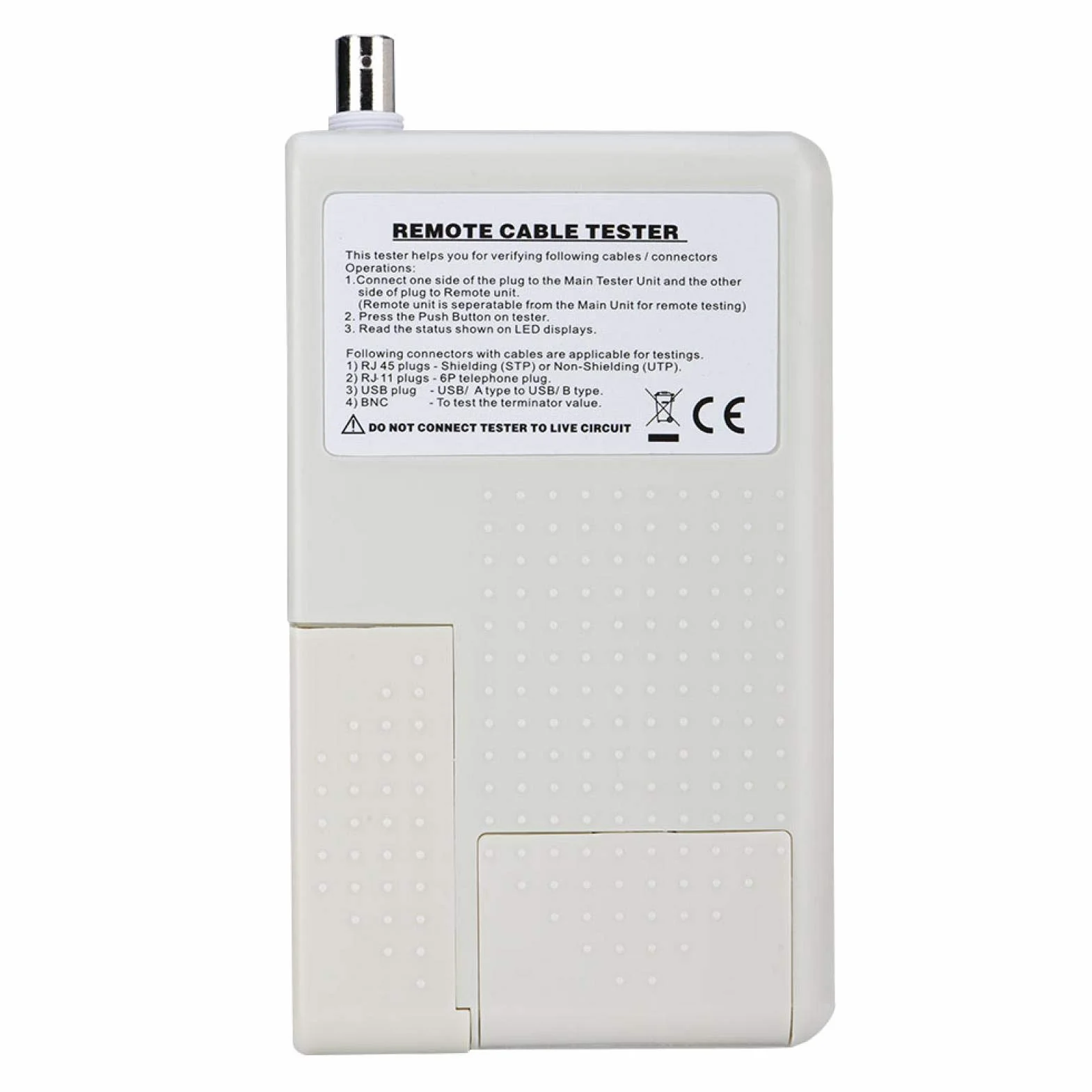 Optimal Shop Tester Kabli Sieciowych 4 w 1 Kabel LAN RJ45/RJ11/USB/BNC Tester Przewodów Cat5 Cat6, Narzędzie do Testowania Przewodów, Ergonomiczna, Przenośna Konstrukcja Podręczna