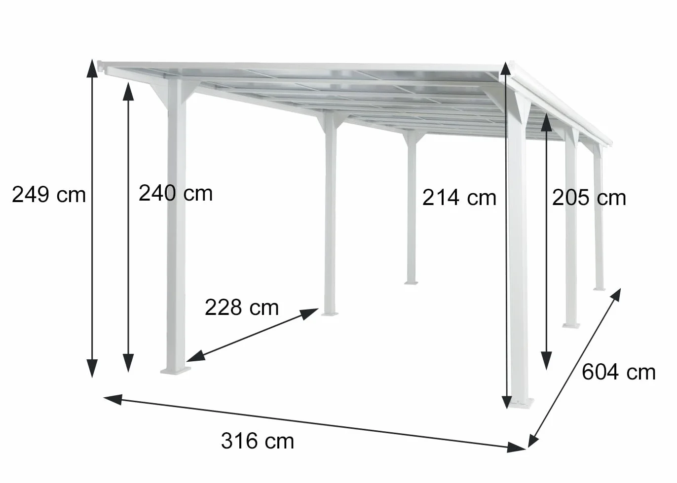 Aluminiowa wiata samochodowa HWC-O23 3x6m antracyt z poliwęglanu