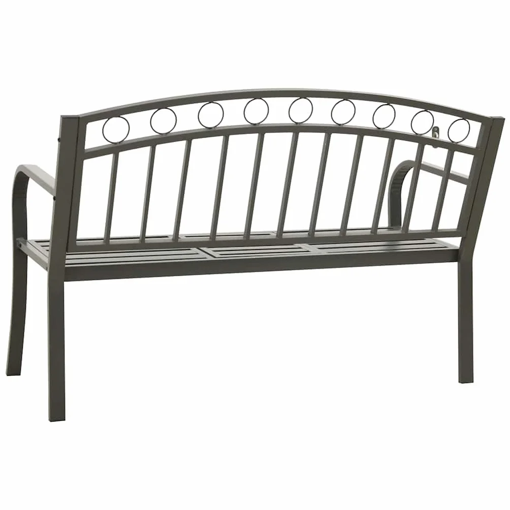 Ławka ogrodowa ze stolikiem stalowa szara 120 cm