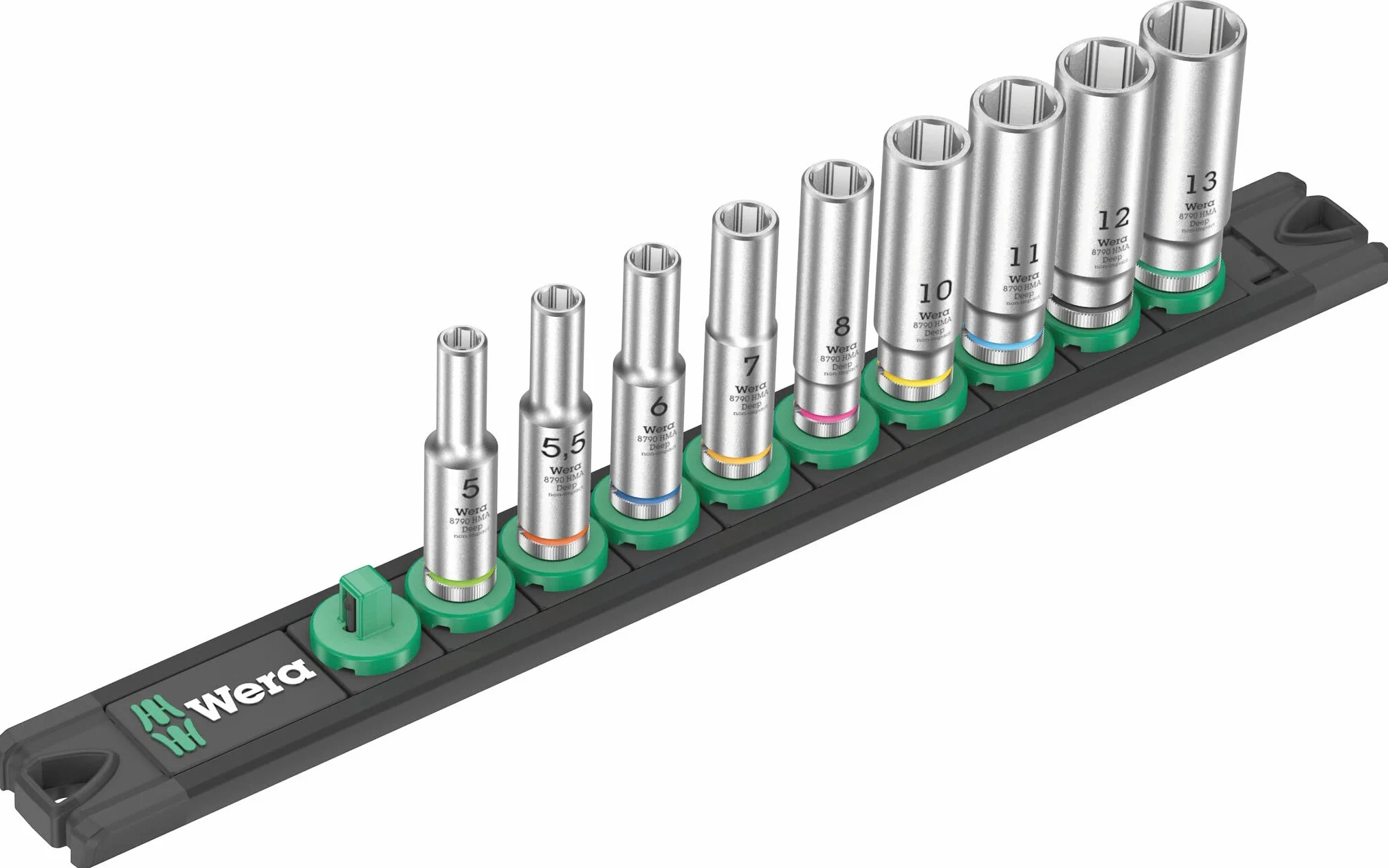 Wera 05005410001 listwa magnetyczna z nakrętkami A Deep 1 zestaw nasadek nasadowych, napęd 1/4", 9-częściowy