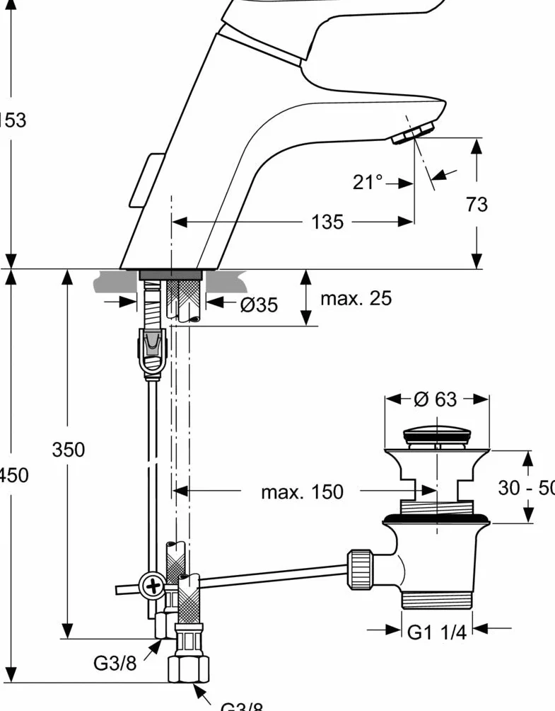 Ideal Standard A5646AA Ceramix niebieska bateria umywalkowa, chrom