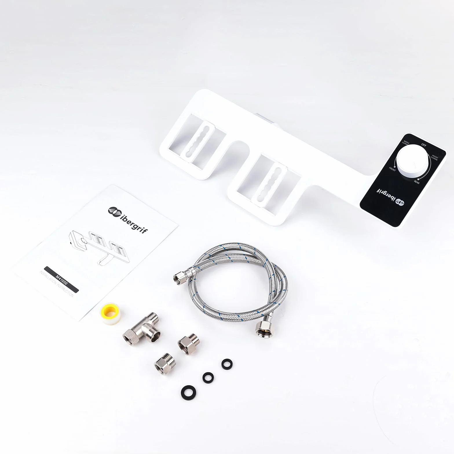 Ibergrif Bidet do toalety z podwójną wysuwaną dyszą, przenośny bidet do toalety nieelektrycznej, adapter bidet do toalety z zimną wodą, regulowany nacisk wody, łatwy montaż, M41050