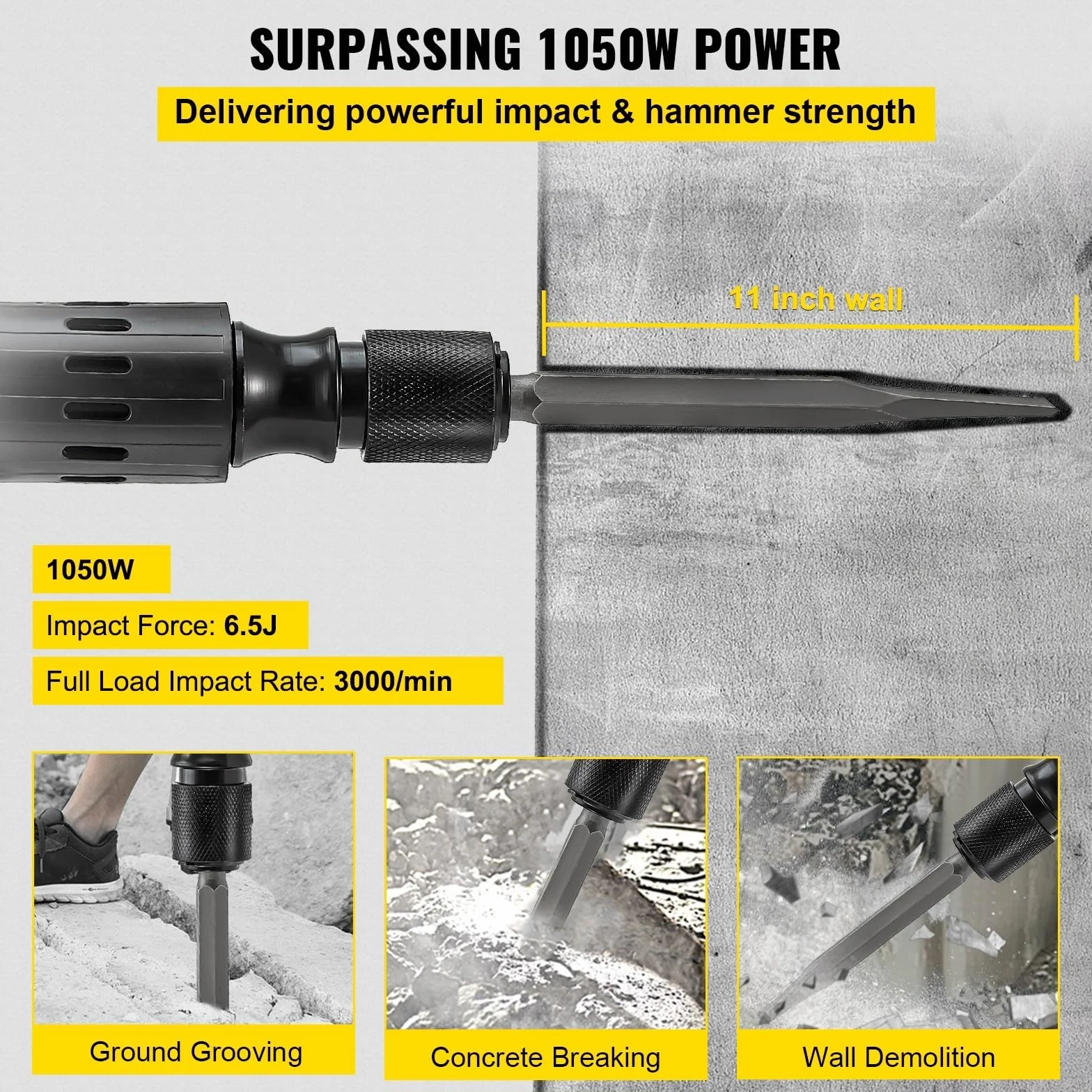 Wiertarka udarowa 1050W Max wiercenie 17mm SDS Plus rozbiórka młot pneumatyczny Breaker DIY elektryczny perforator do betonu z drewna | []
