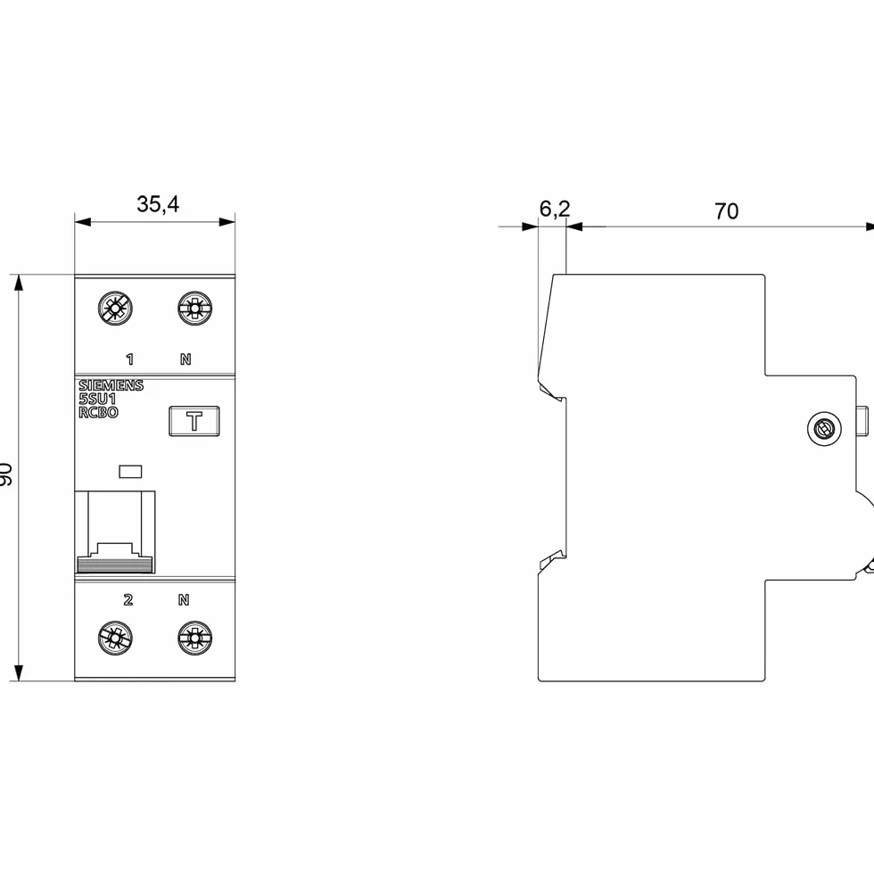 SIEMENS Ingenuity for life - 5SU13566KK10 przełącznik FI/LS, 6 kA, 1P+N, typ A, 30 mA, B-Char, In: 10 A, Un AC: 230 V