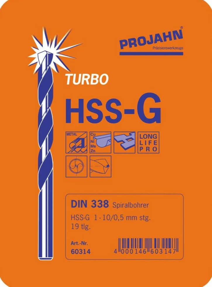 60314 zestaw wierteł spiralnych HSS-G 1-10/0,5 mm 19 szt. TURBO