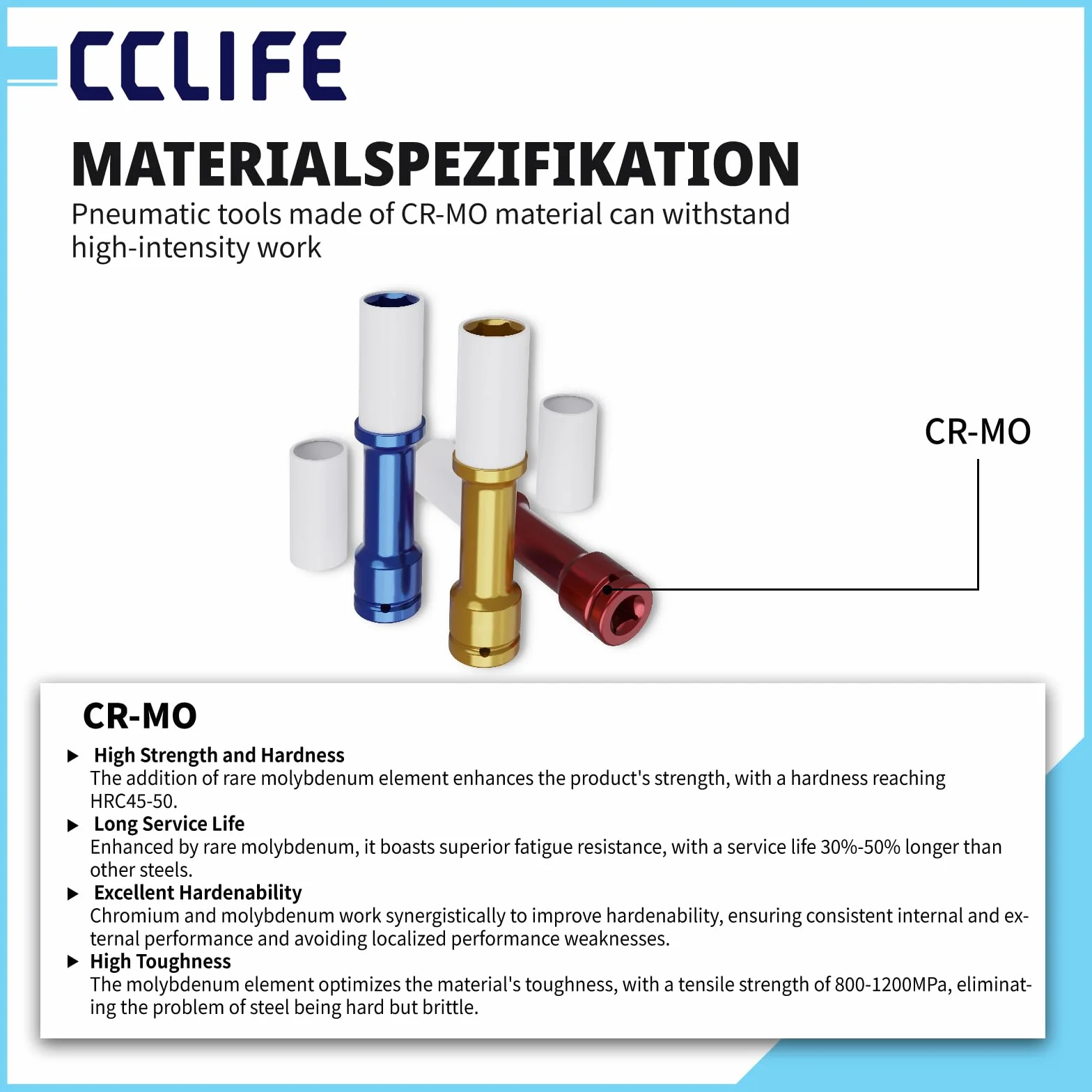CCLIFE 3-częściowy zestaw nakrętek 1/2" do wkrętarki udarowej do felg aluminiowych