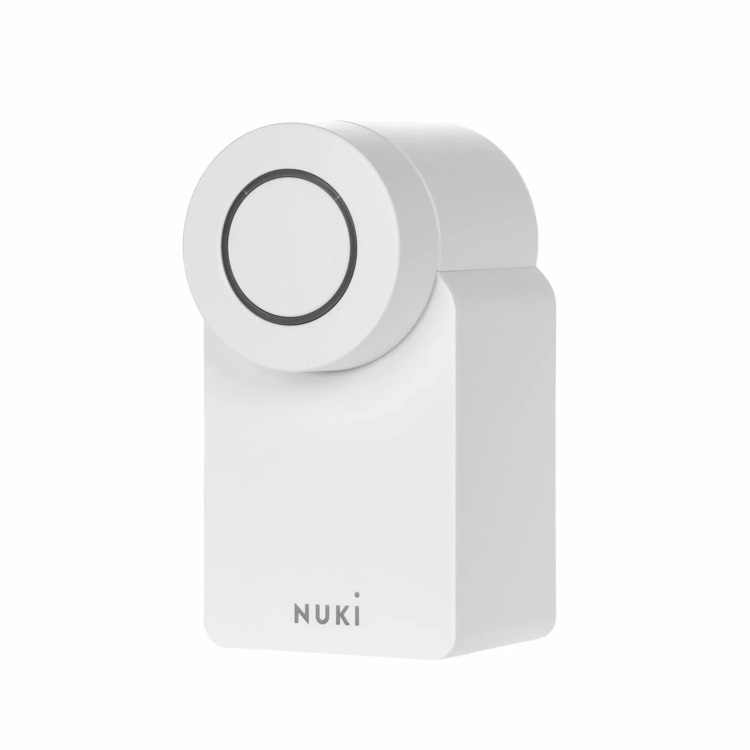Nuki Smart Lock (4. generacji), inteligentny zamek z Matter umożliwiający bezkluczowy dostęp do domu bez konieczności przebudowy dotychczasowego systemu, biały