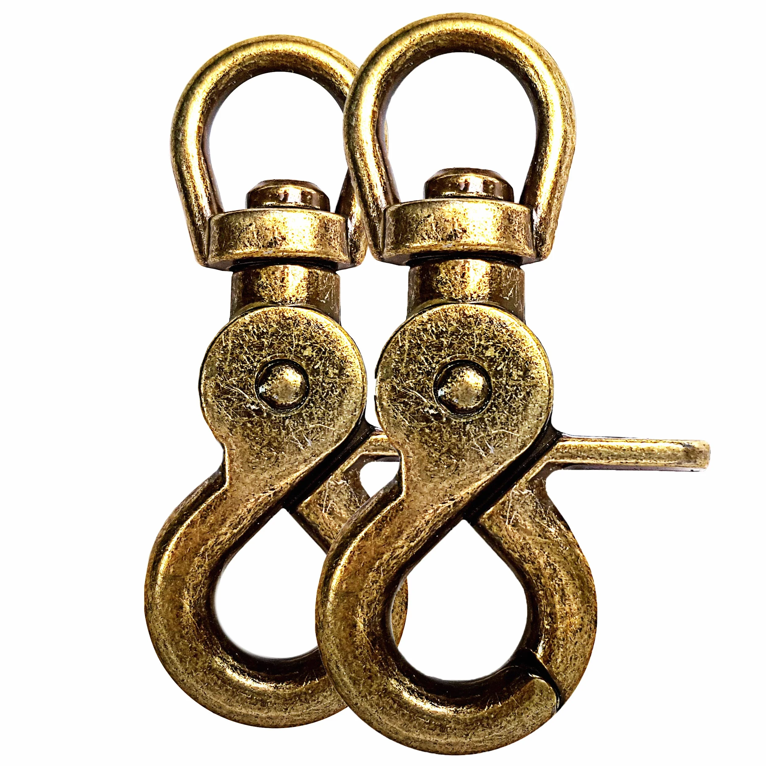 Ganzoo hak karabiner nożycowy z krętlikiem 360° do smyczy dla psa, obroży i taśmy na szyję, do Paracord 550, do zastosowań jak brelok do kluczy, stal stopowa, długość 61 mm, 2 szt., złota optyka