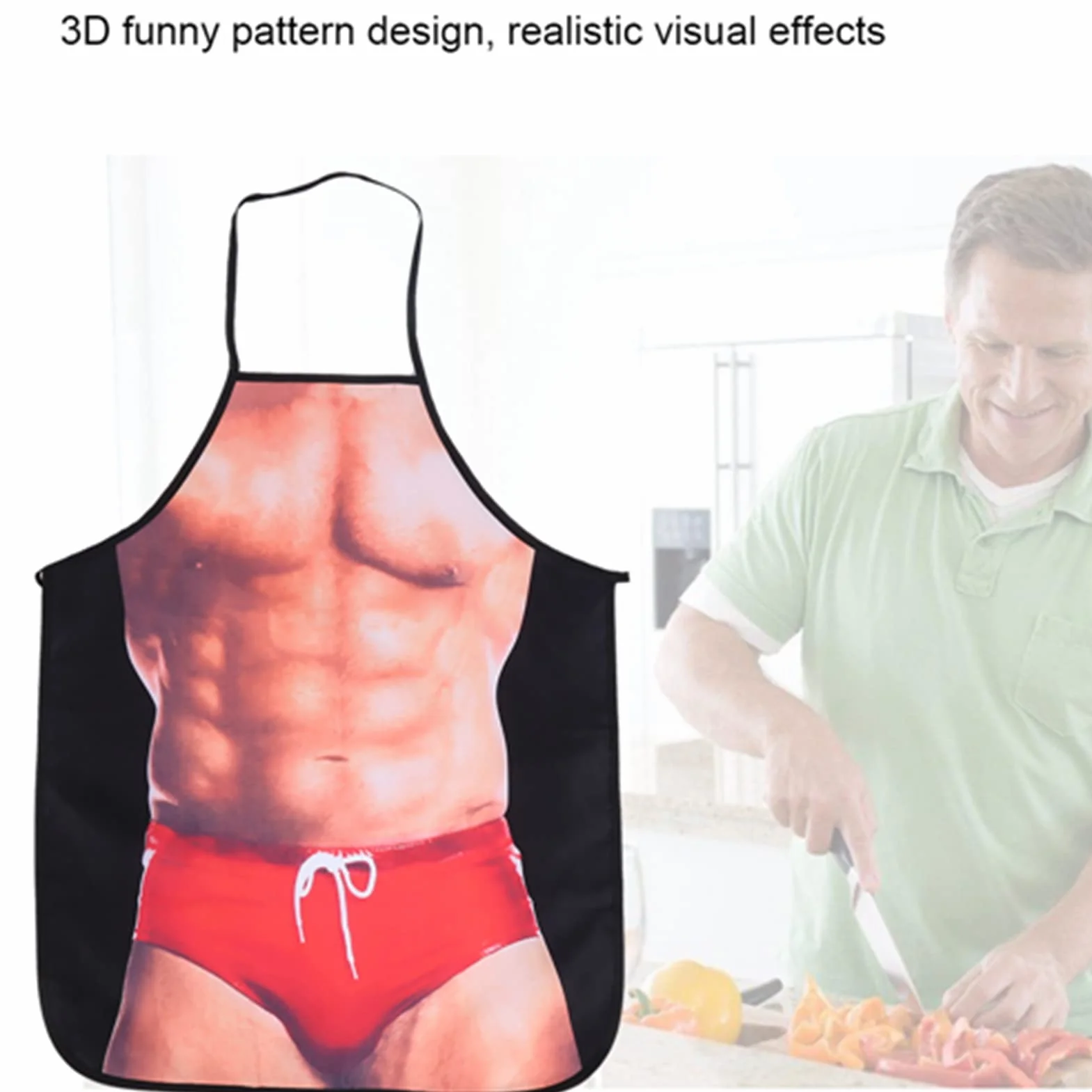 Śmieszne Seksowne Bikini Fartuch 3D Wodoodporny Kuchenny dla Par Siłacz w Bikini