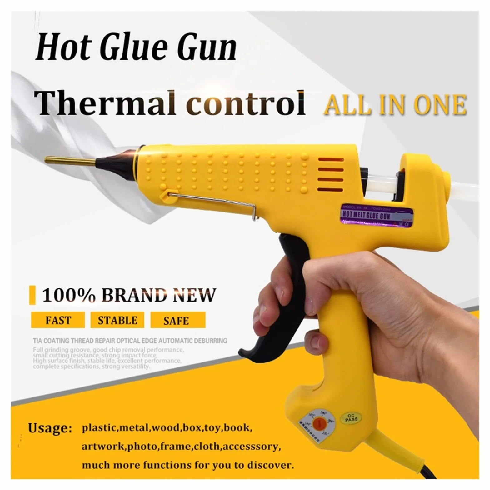 Pistolet do Kleju, 250W profesjonalny pistolet do klejenia na gorąco z zestawem narzędzi dysza z czystej miedzi regulowana temperatura wysokie zużycie energii 11mm klej w sztyfcie(SET-2,TYPE_250W)