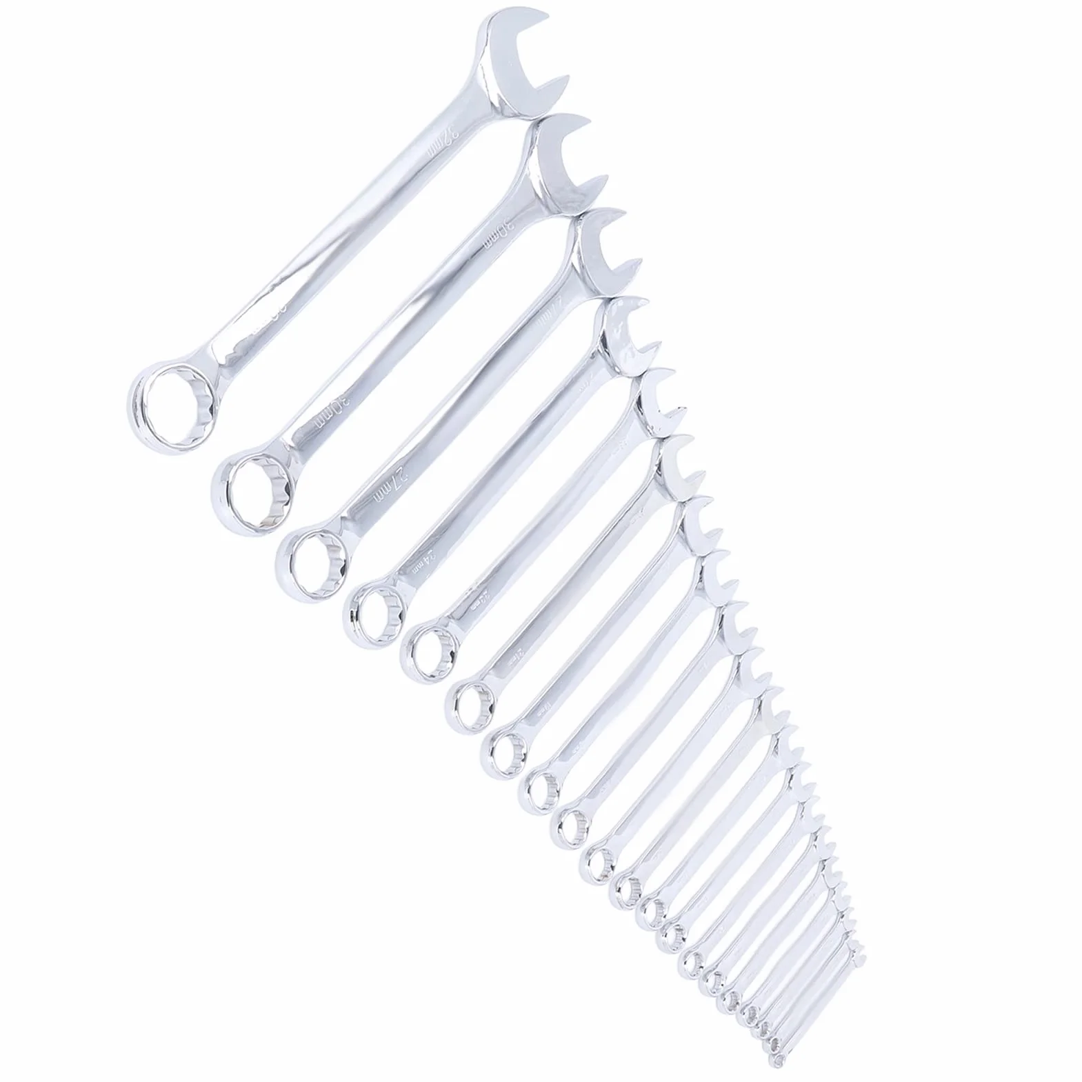 20-częściowy Zestaw Kluczy Płasko-oczkowych Metrycznych, Stal CRV, Chromowane, Klucze Podwójne, Narzędzie Ręczne 6-32 Mm, z torbą płócienną do łatwego przechowywania.