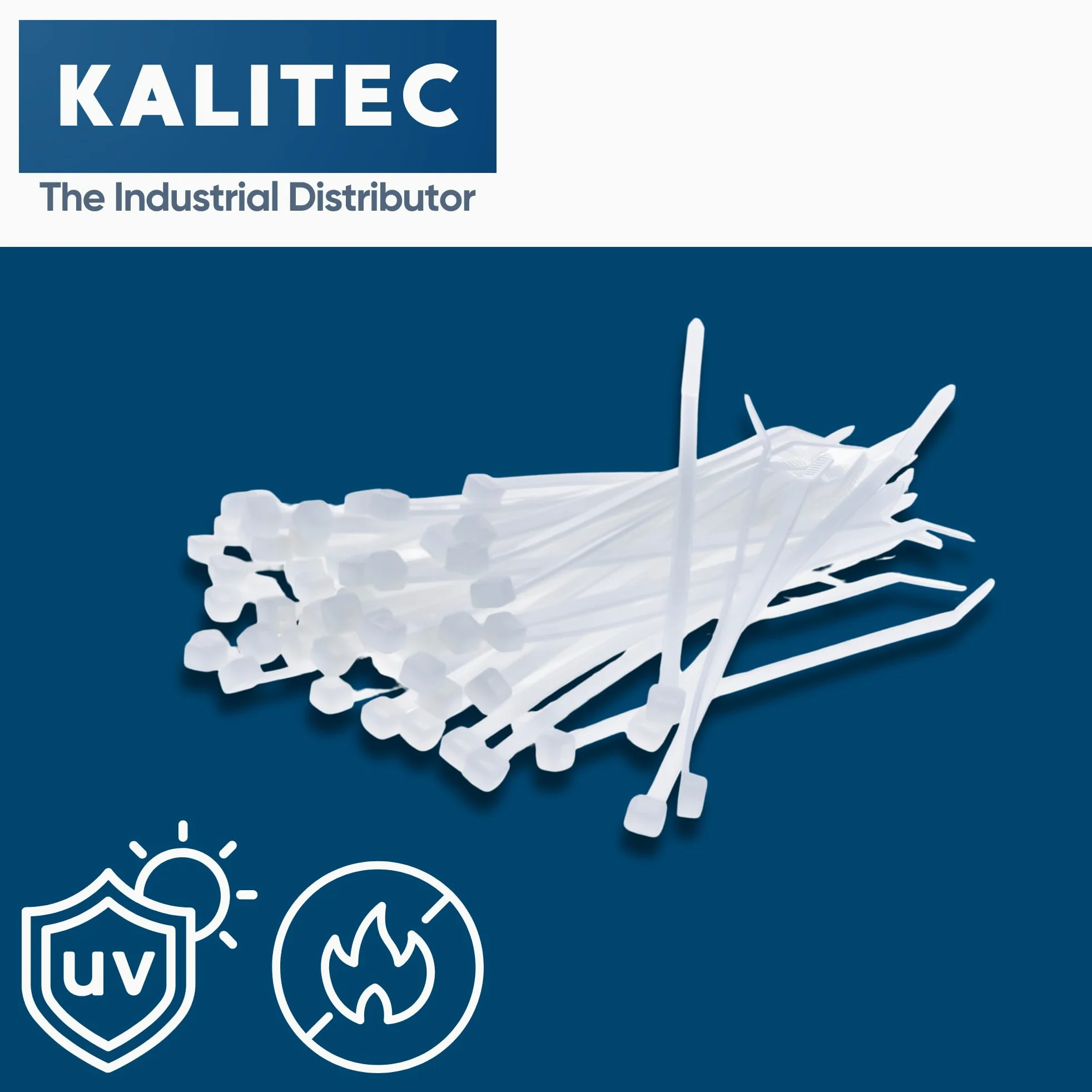 Kalitec 1000x Opaski Kablowe 200 x 3,6 mm, Białe Przezroczyste Trytytki | Wytrzymały poliamid PA 6.6, odporność na promieniowanie UV, do 8 kg obciążenia, zakres temperatur od -45 do 85 stopni