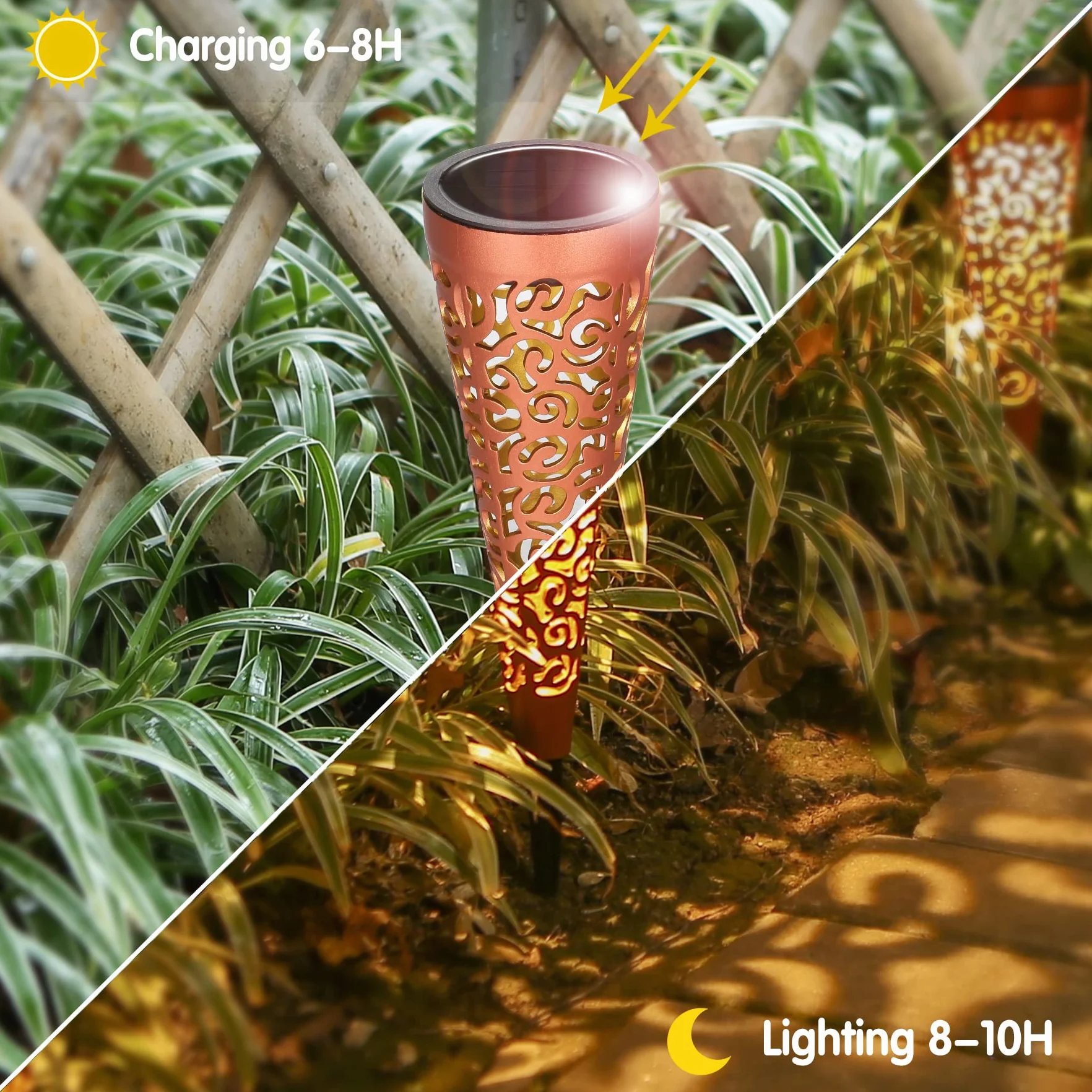 Lampy solarne na zewnątrz, 4 sztuki lampy solarne do ogrodu na zewnątrz IP65 wodoodporne, Bonsery ciepła biała dioda LED solarna lampa ogrodowa balkon taras dekoracja trawnika