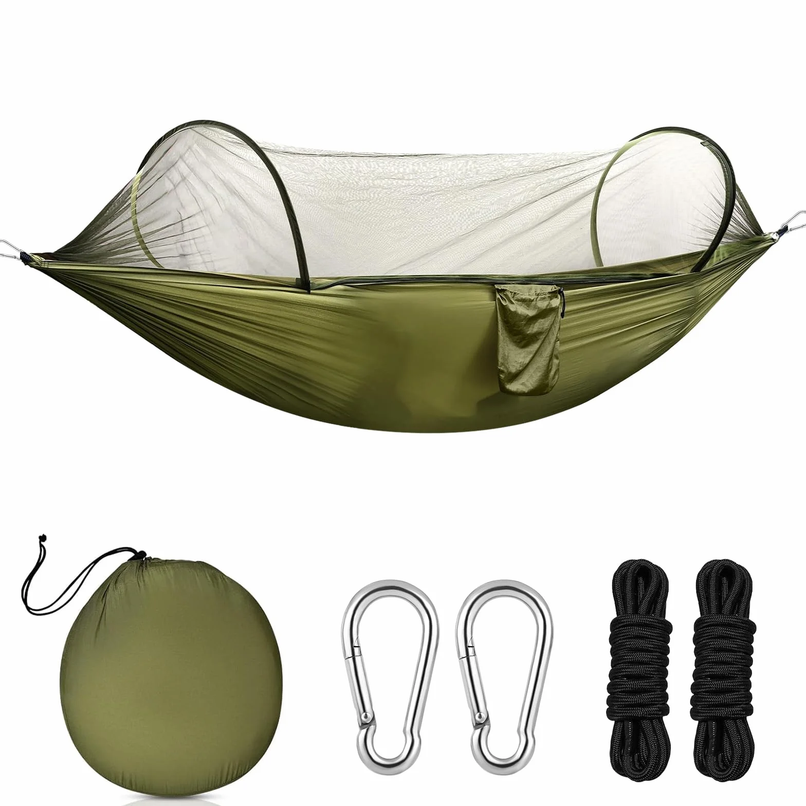 Hamak Kempingowy z Moskitiery 290x140 cm Ultralekki Nylon Spadochronowy Ładowność 300 Kg