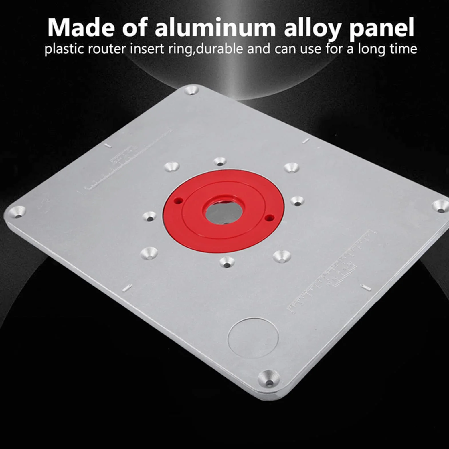 Płyta wkładana do stołu routera z kołkiem prowadzącym, pierścienie zatrzaskowe, router ze stopu aluminium, ławka do obróbki drewna, 30 x 23,5 x 0,9 cm