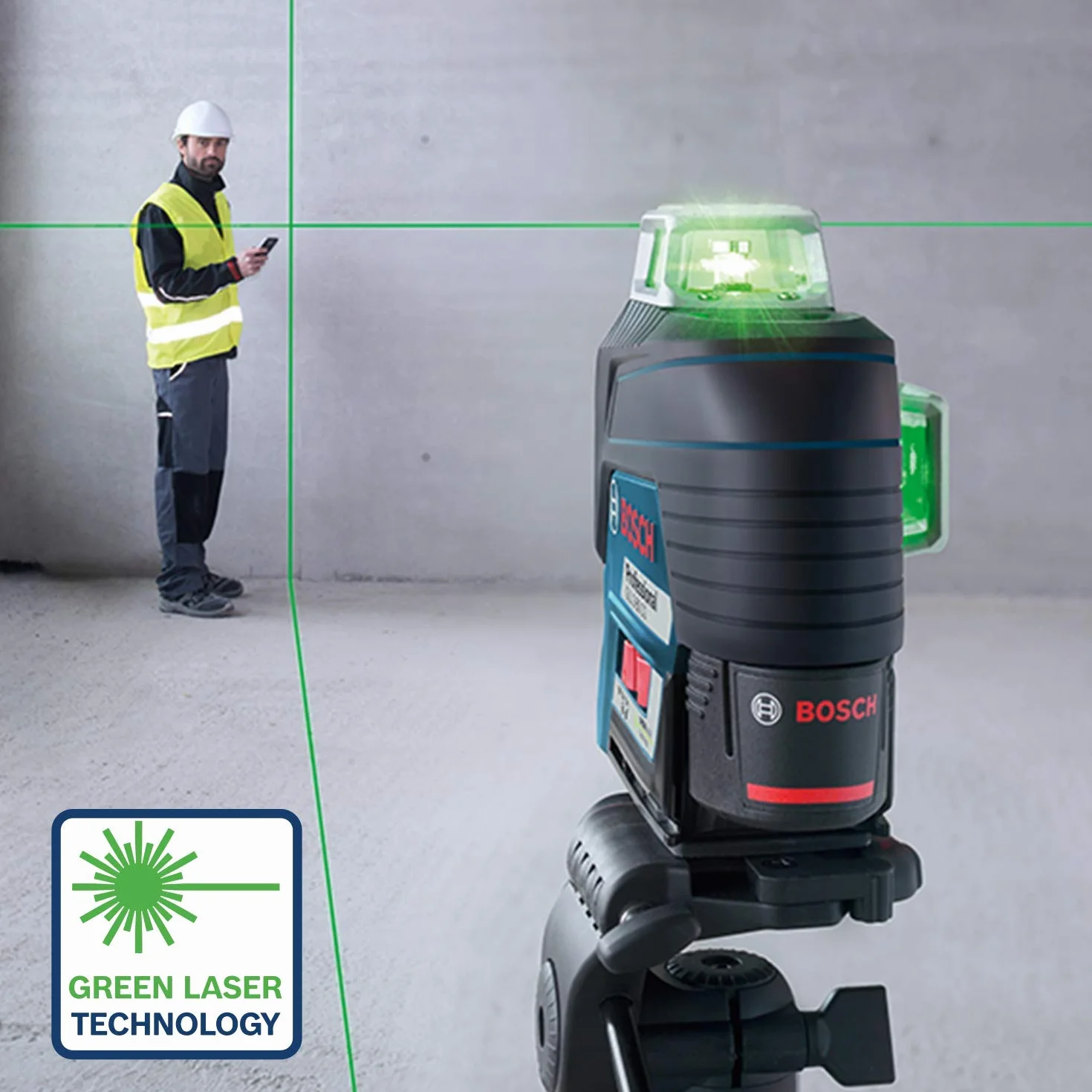 Bosch Professional system 12V: laser liniowy GLL 3-80 CG Set & Bosch Professional Statyw budowlany BT 150 do laserów i niwelatorów