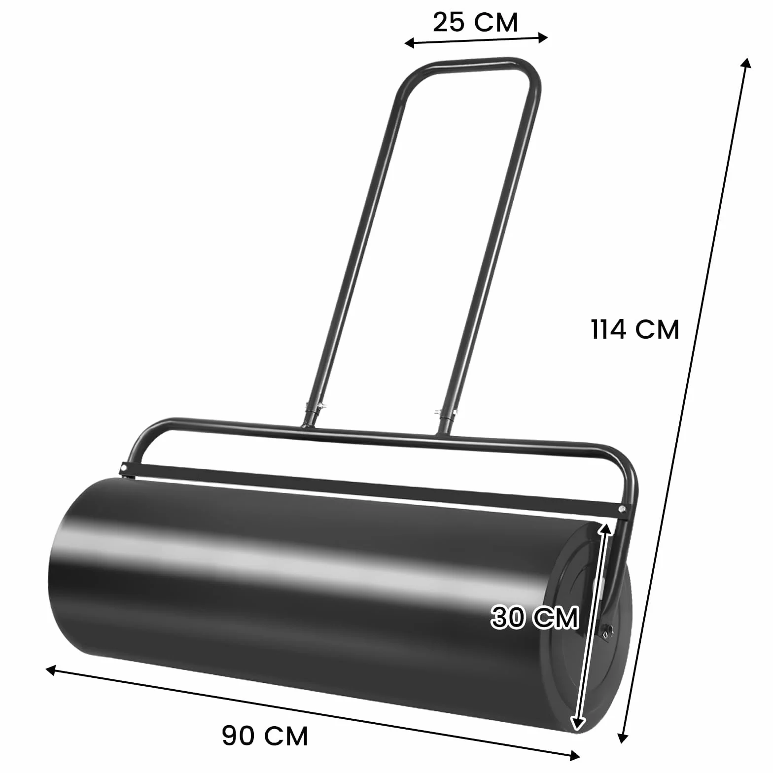 FANTASK Walec do trawnika 63 l, Ø 30 cm, do napełniania wodą/piaskiem, czarny