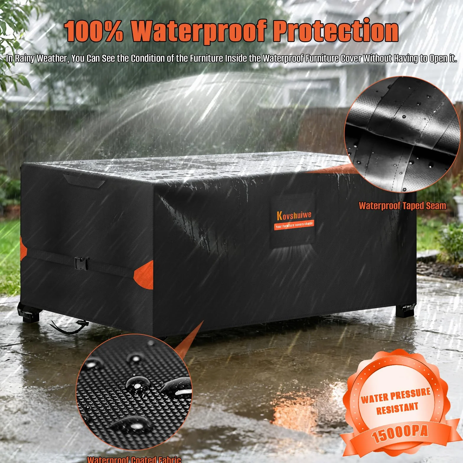Pokrowiec na meble ogrodowe 210x170x74 cm wodoszczelny 420D Heavy Duty