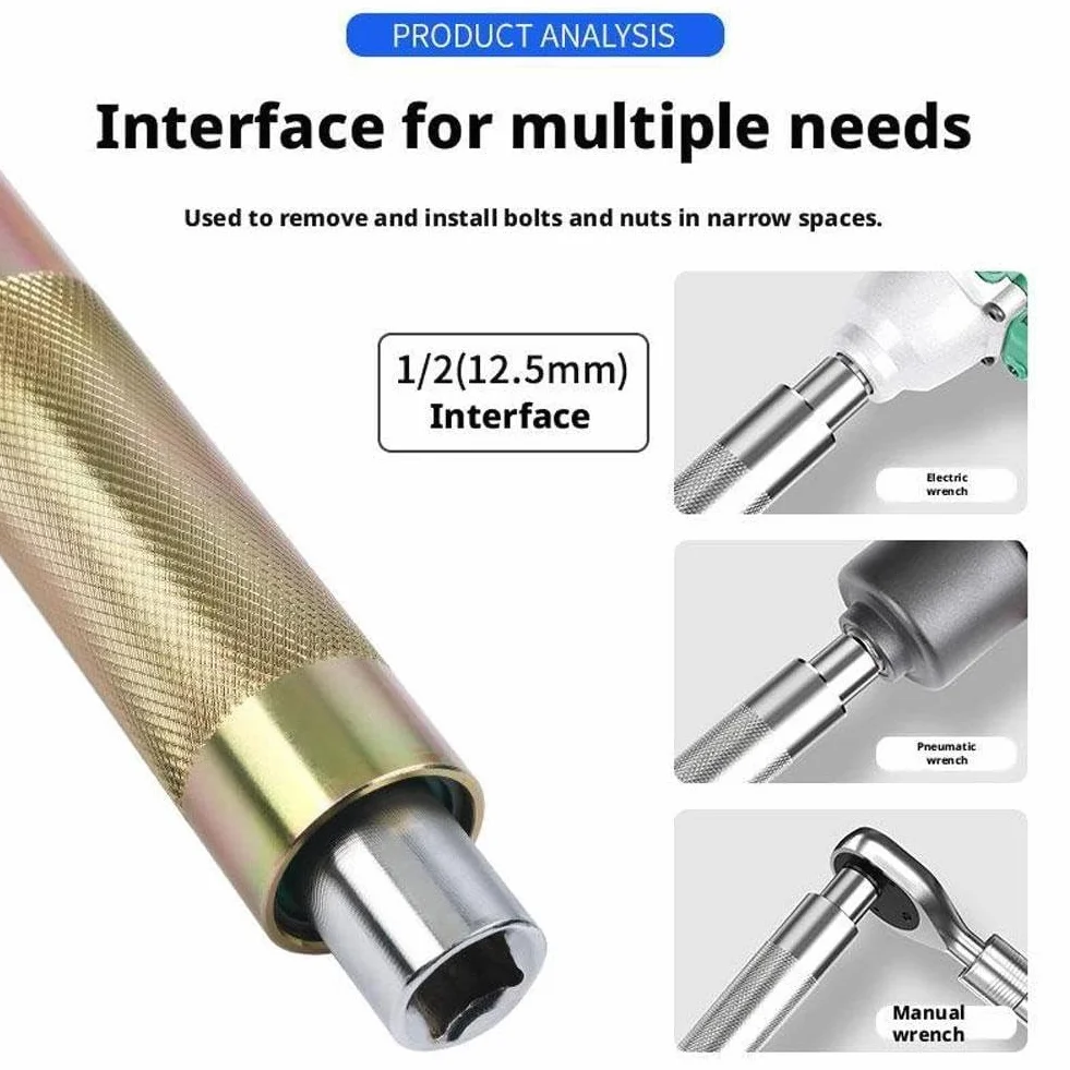 Przedłużany Klucz Grzechotkowy 1/2" Do Adaptera Wiertarskiego,Z Uniwersalnymi Adapterami Napędu Kwadratowego 3/8",1/4", Wielofunkcyjny Zestaw Kluczy Grzechotkowych Z Szybkim Zwalnianiem
