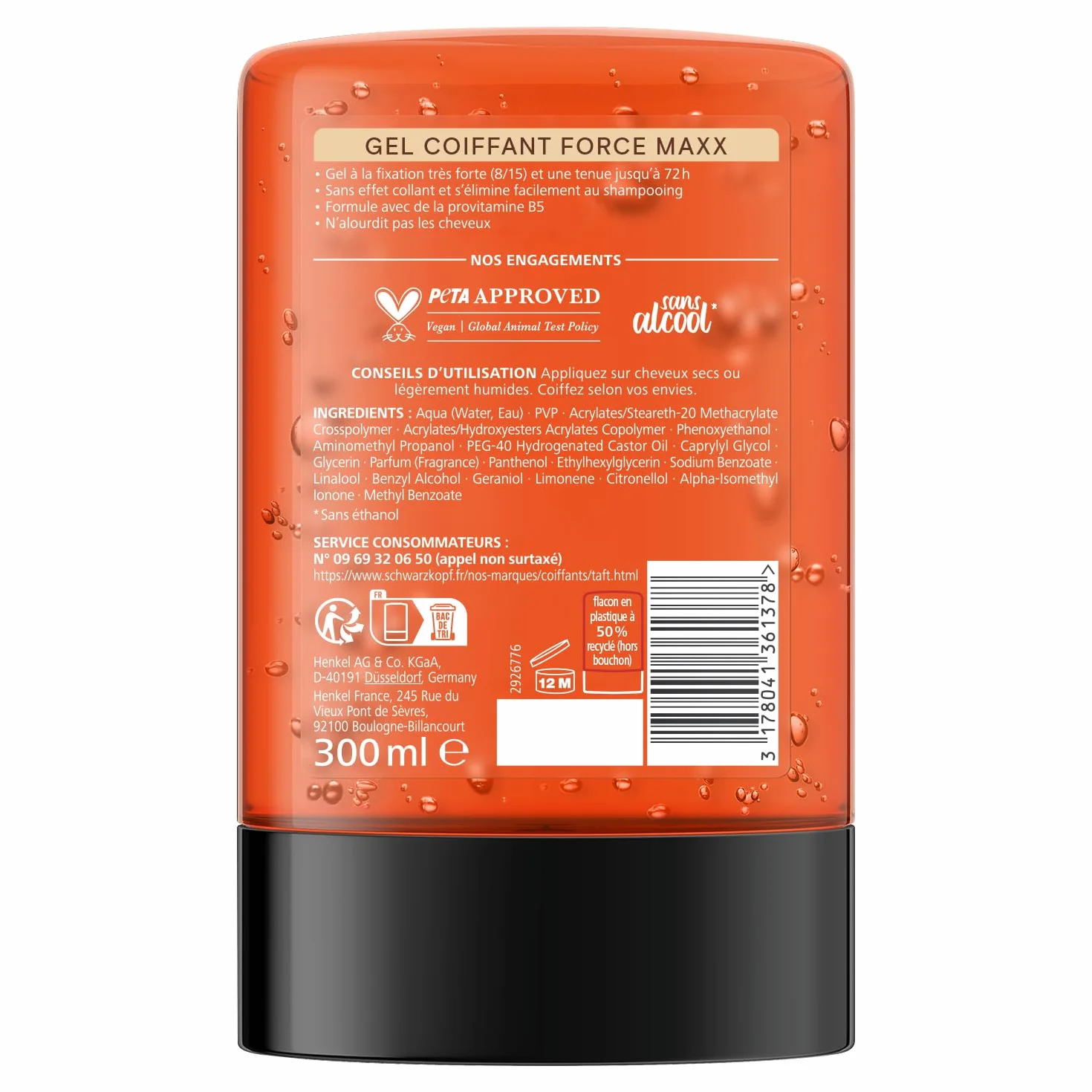 Schwarzkopf - TAFT - Żel do stylizacji - Gel Force Maxx - 72H Utrwalenie - Bardzo mocne mocowanie - Miękkie dla włosów - Długotrwałe - Bez efektu lepkości - Formuła prowitaminowa B5-300 ml