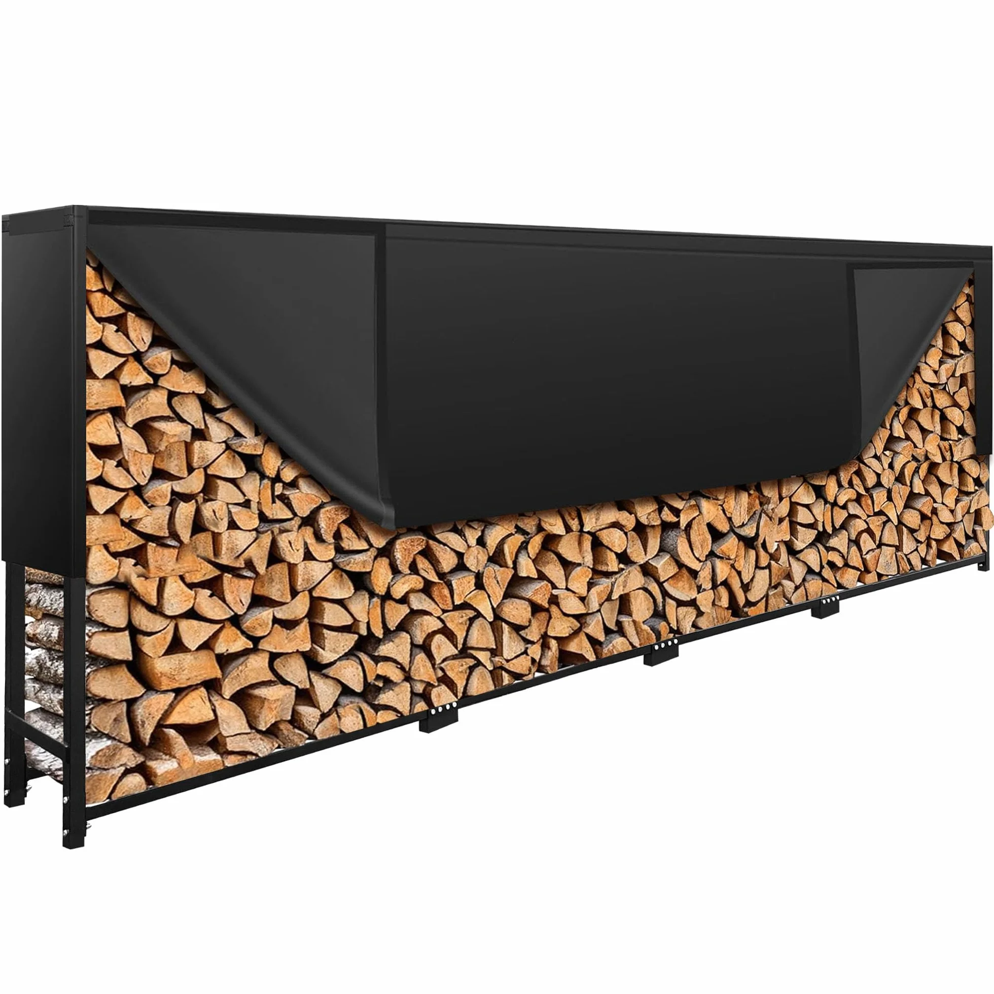Wels Regał na Drewno Opałowe Metalowy Stojak 1400 kg z Pokrowcem 400 x 25 x 115 cm