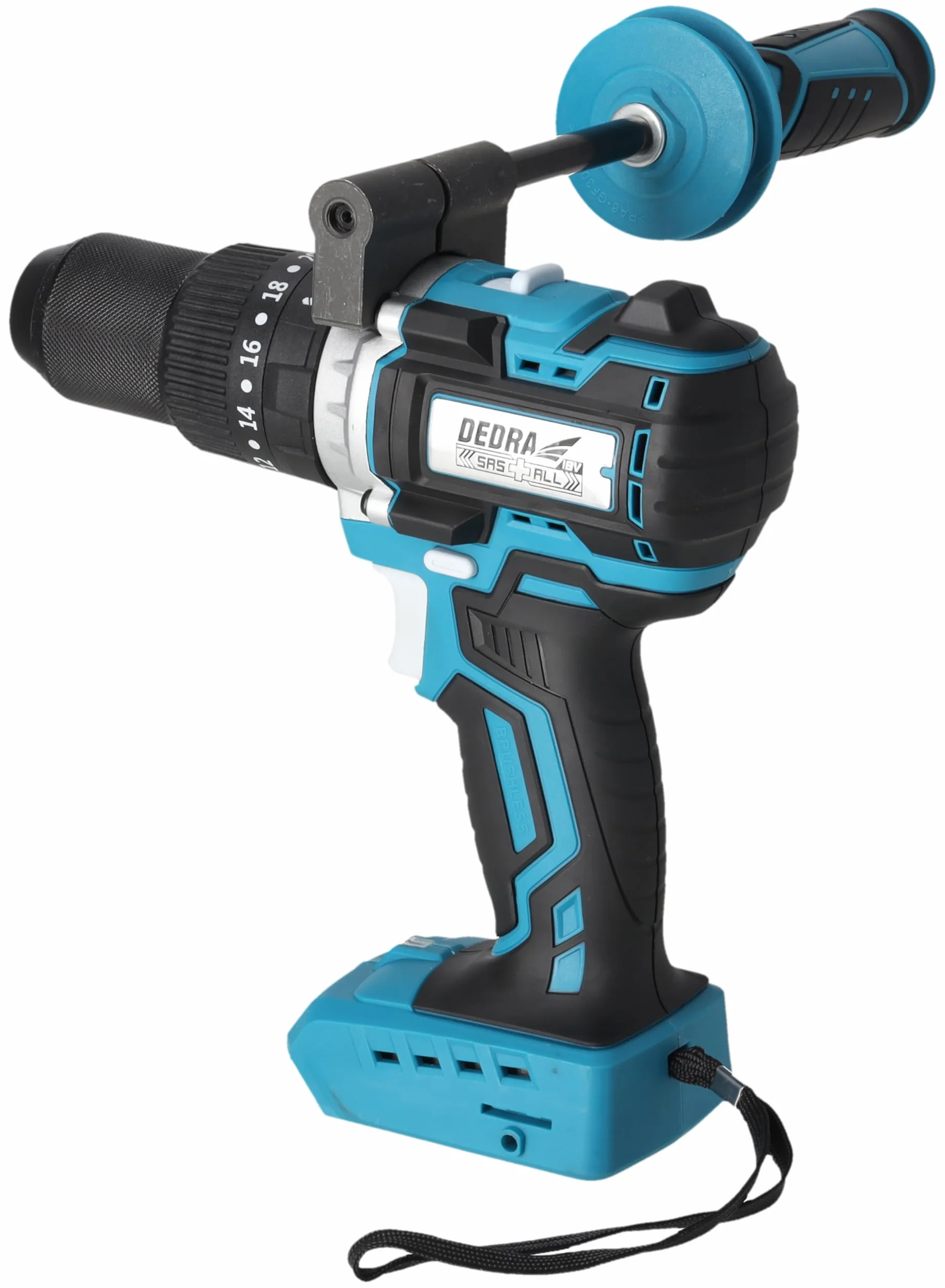 Dedra DED7140 – akumulatorowa wiertarko-wkrętarka 18 V bezszczotkowa z funkcją udaru, moment obrotowy 85 Nm, uchwyt 13 mm, 2-biegowa, LED