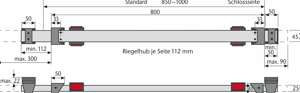 ABUS Rygiel pancerny do drzwi PR1400, srebrny, 10254