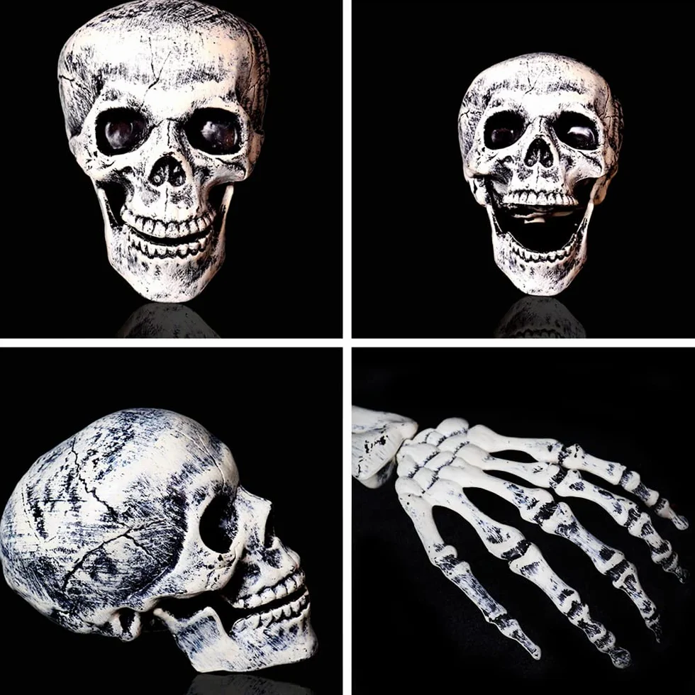 Dekoracyjny Szkielet na Halloween Straszna Czaszka z Łańcuchem Świetlnym Fioletowa