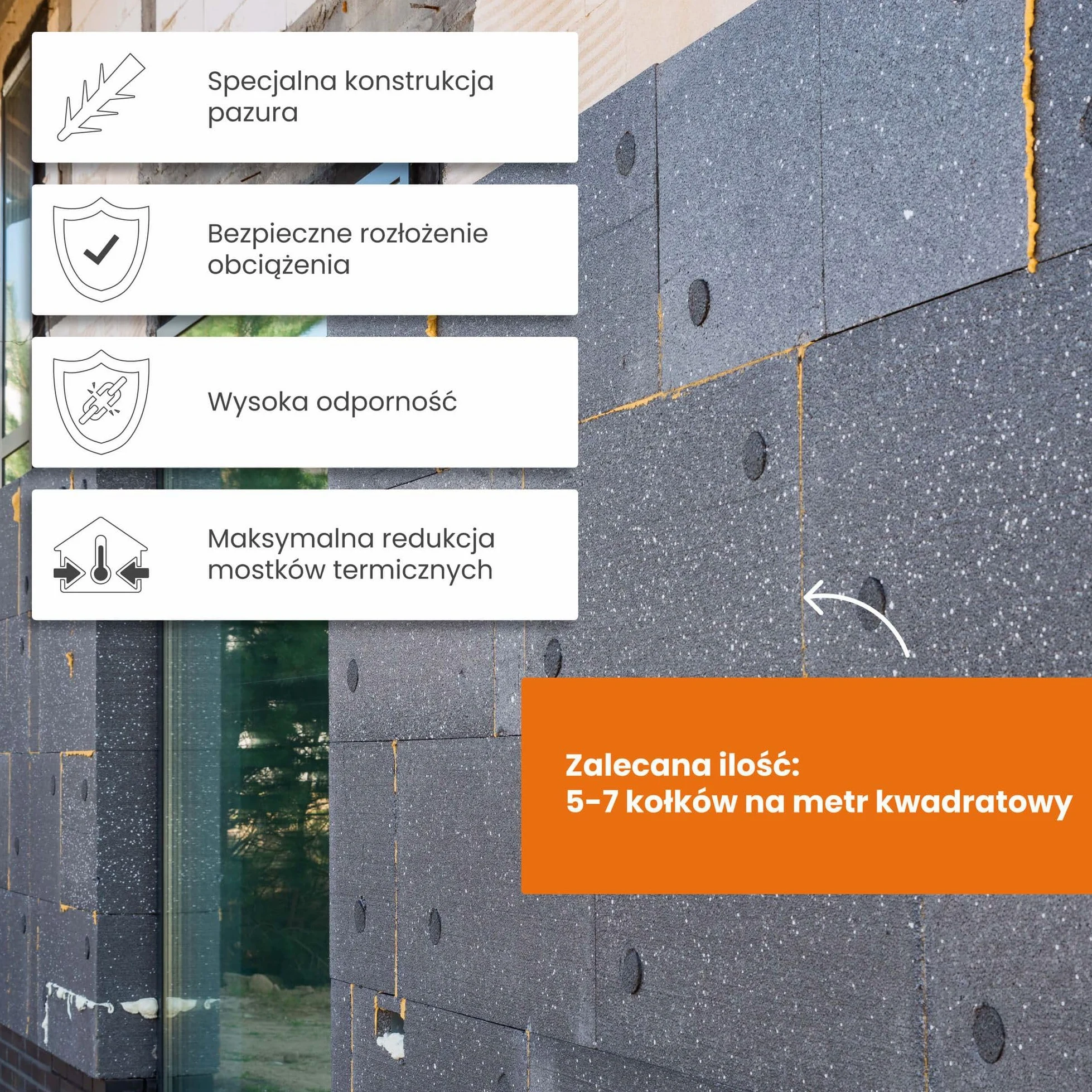 PROTEKTOR Kołki do ociepleń Ø10x200mm z plastikowym gwoździem (200 sztuk + 200 kółek + 1 otwornica) do fasad i systemów ociepleń WDVS, ETICS izolacji elewacji, kołki termiczne z certyfikatem ETA