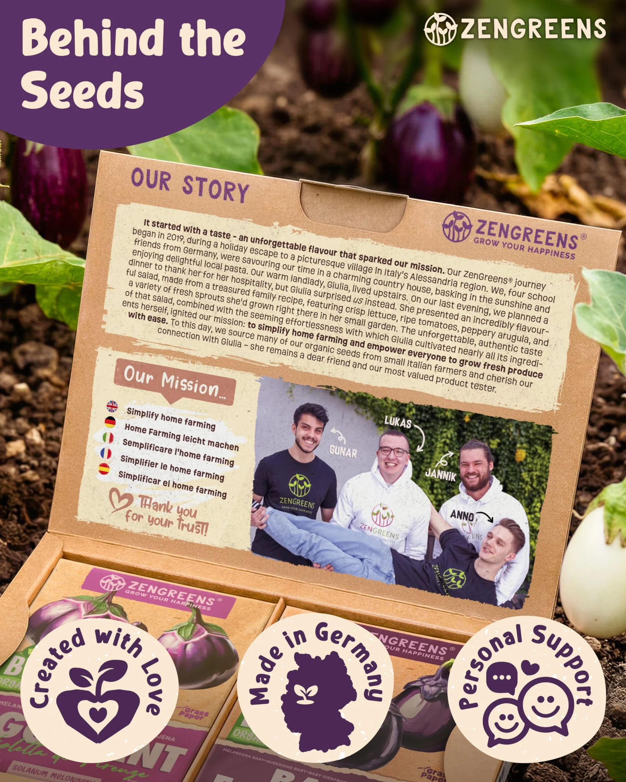 Organiczny Bakłażan Zestaw Nasion 6szt ZenGreens