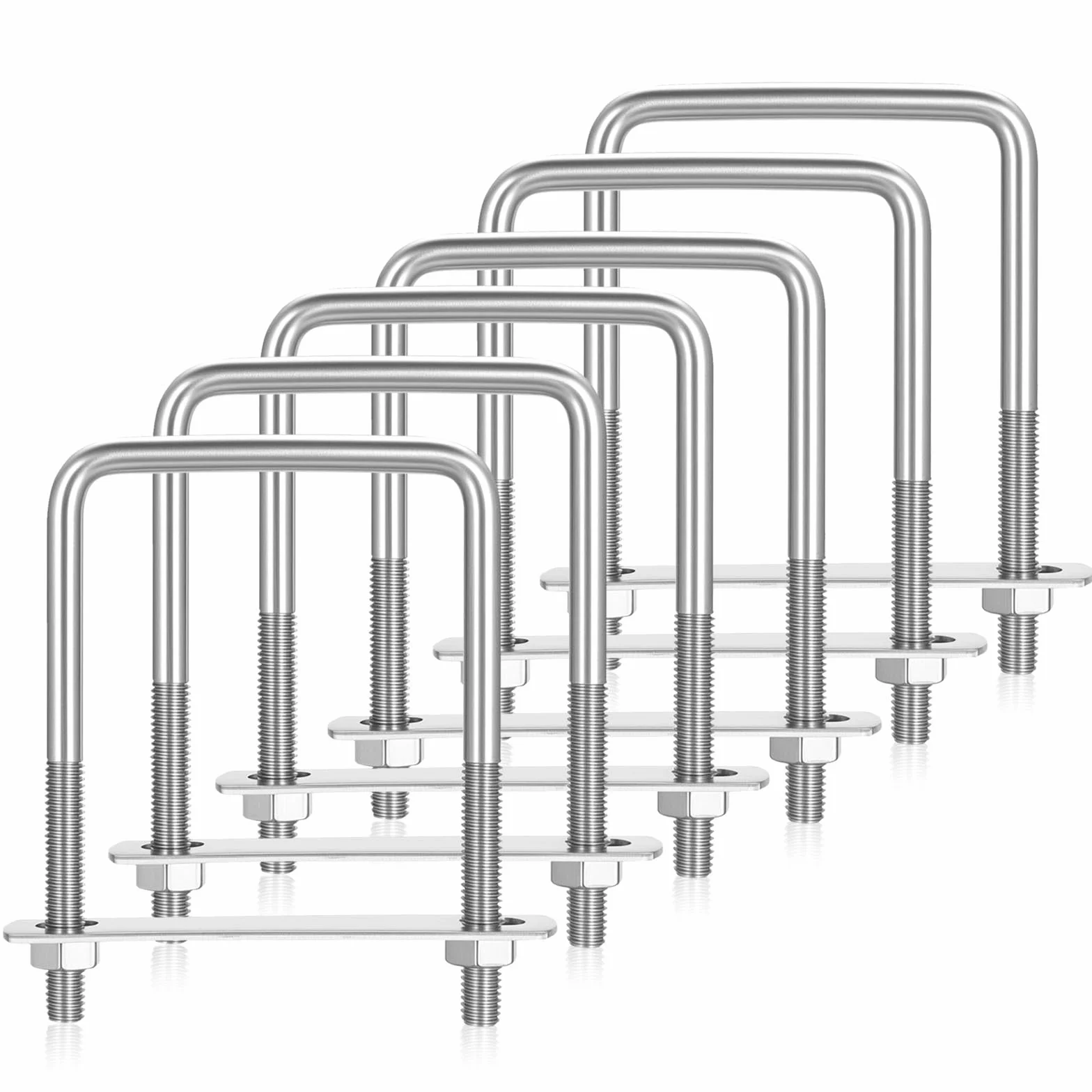 6 sztuk śrub pałąkowych M6 50 x 80 mm, pałąk U z gwintem, obejma pałąkowa ze stali nierdzewnej, śruby U, śruby U z nakrętkami i płytą ramową do mocowania rur, naprawy samochodu