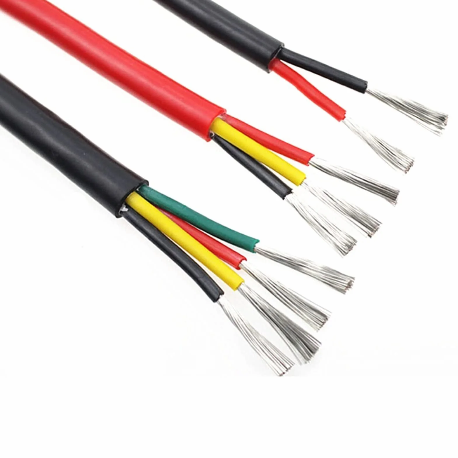 Wysokotemperaturowy przewód elektryczny, Silikonowy kabel elektryczny 3 metry 180C 2-8 żył 0,2-2,5 mm2(6 Core,0.3mm 22AWG)